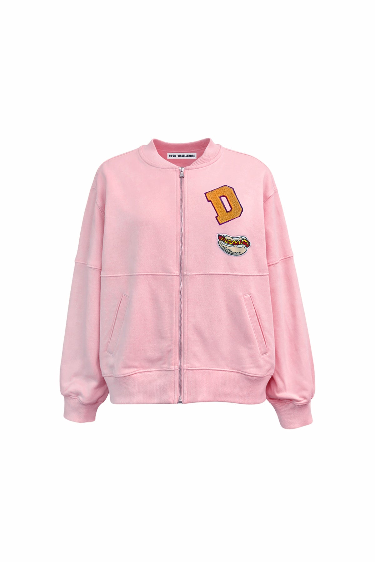 Pembe Arma Patch Detaylı Fermuarlı Bomber Sweatshirt 19099