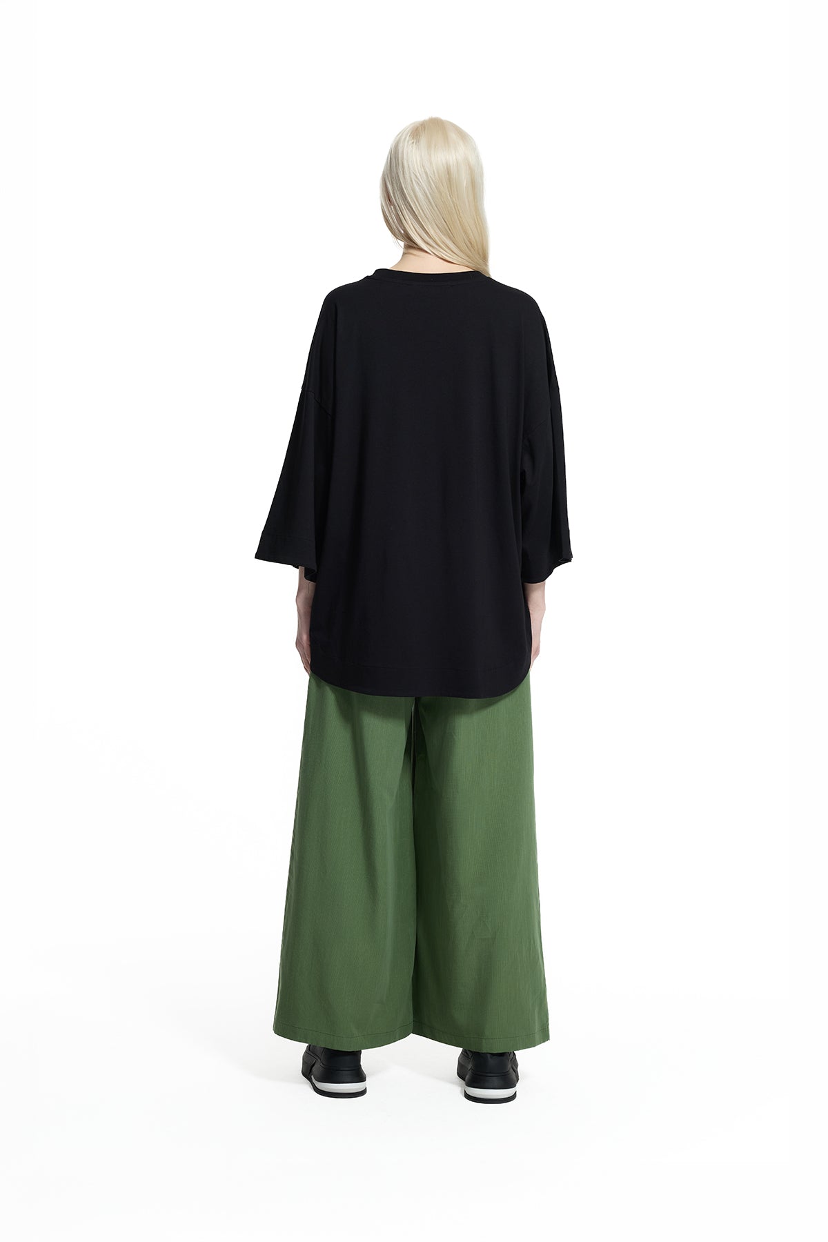Siyah Minimal Cep Detaylı Oversize Siluet T-Shirt 19103