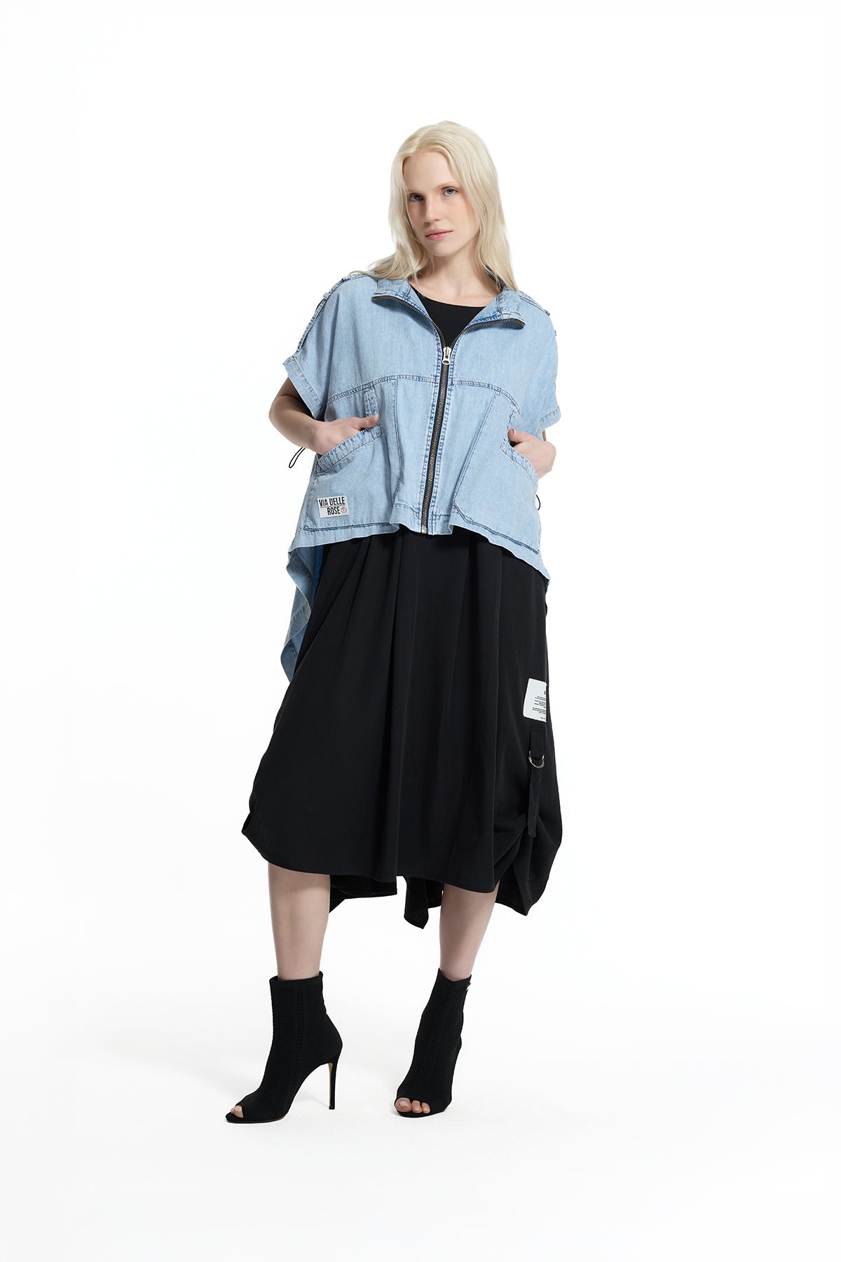 Buz Mavisi Asimetrik Denim Ceket 19121