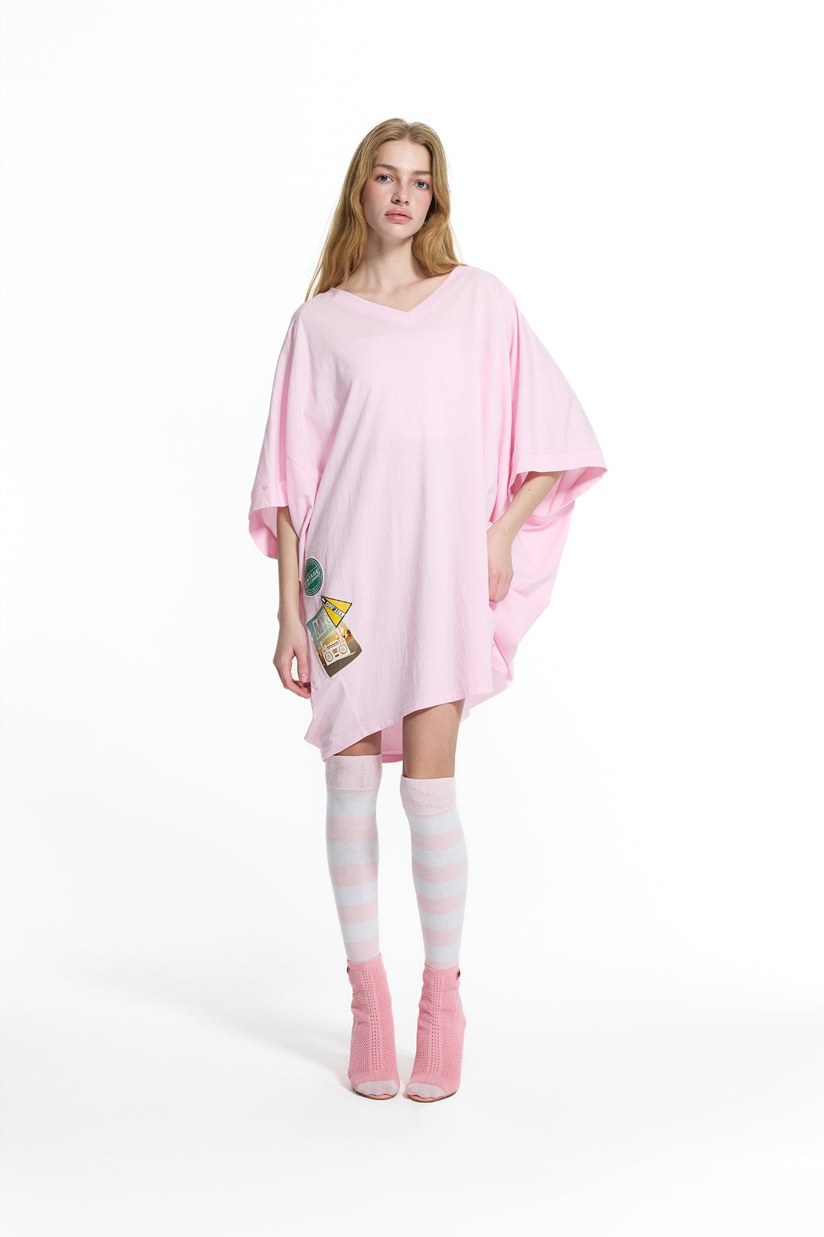 Pembe Baskılı Oversize Tunik 19157