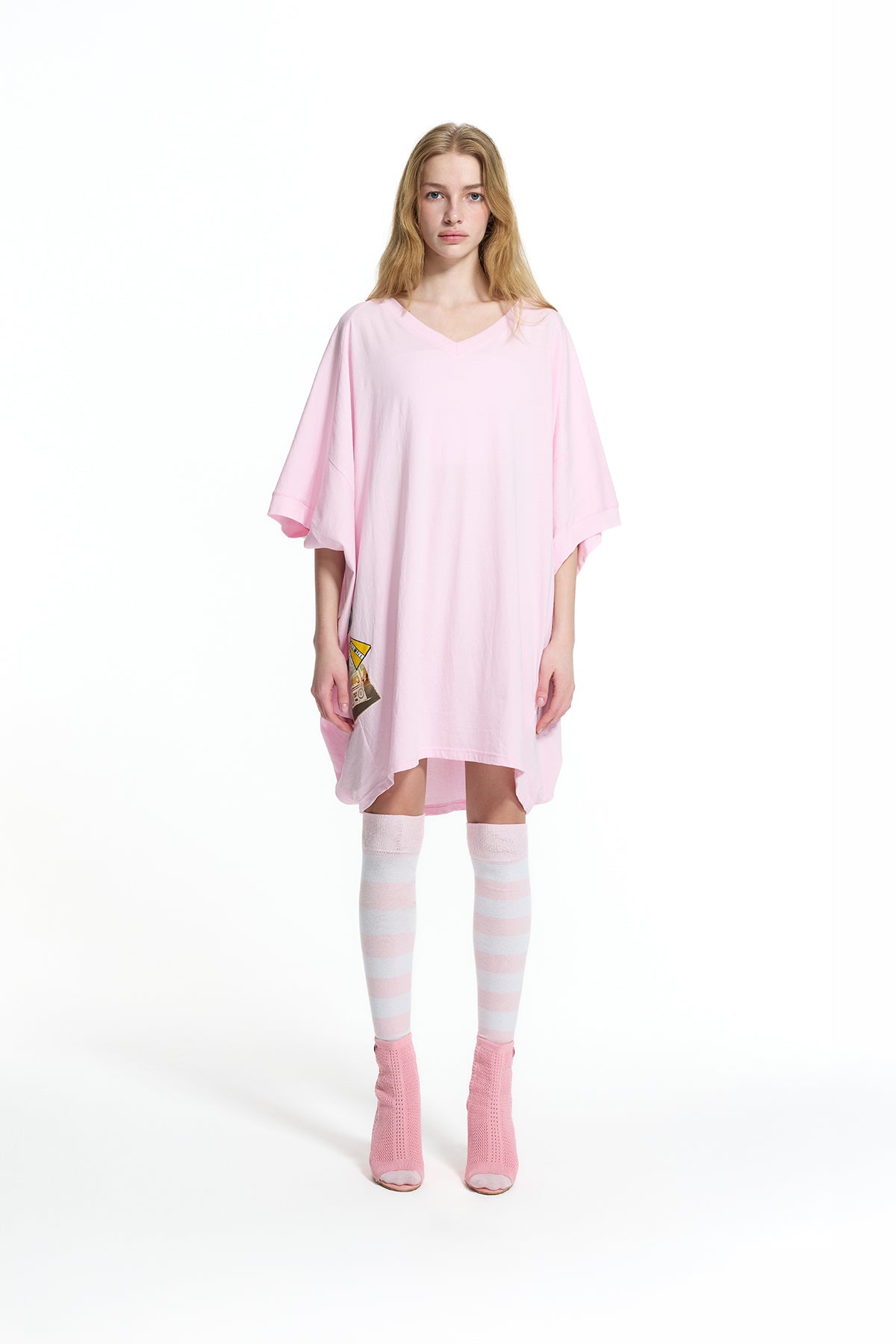Pembe Baskılı Oversize Tunik 19157