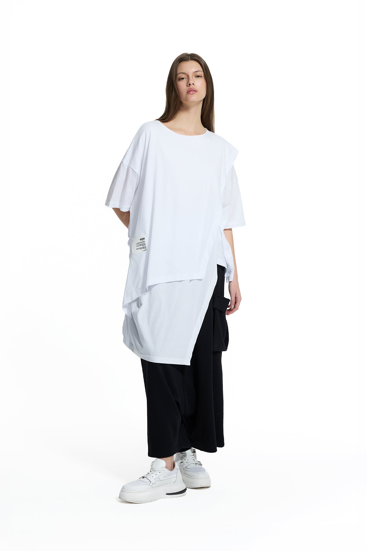 Beyaz High-Low Oversize Tunik 19175