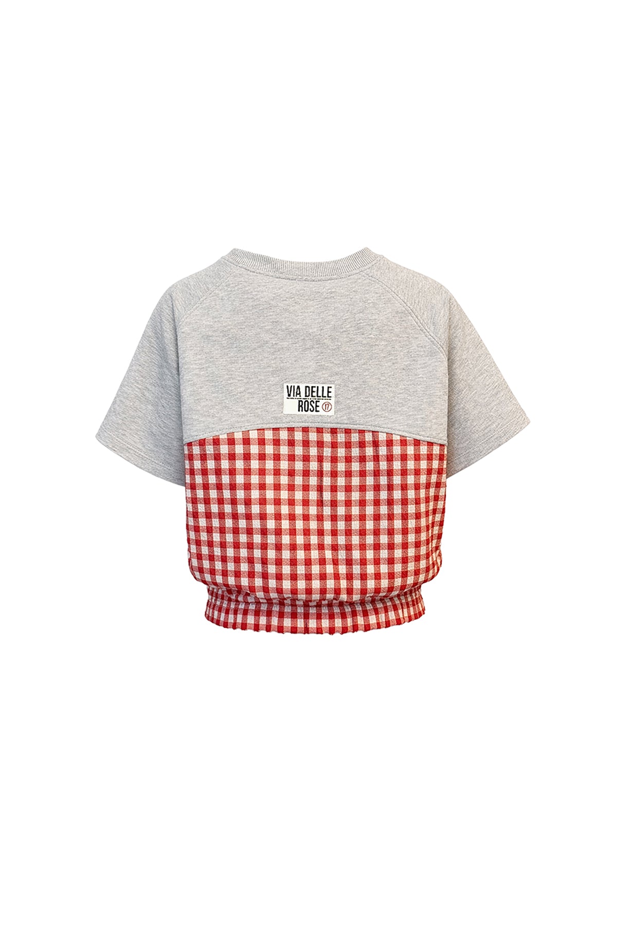 Gri Melanj Kırmızı Ekose Detaylı Bağcıklı Sweatshirt 19196