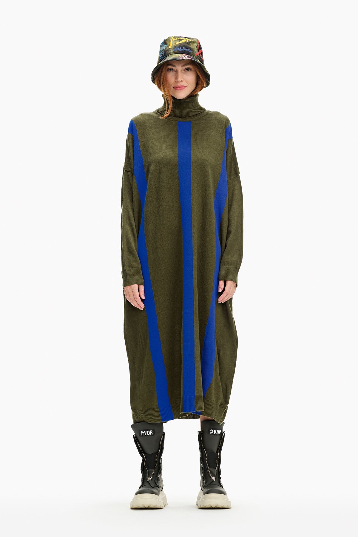 Haki Saks Mavisi  Elbise 10014