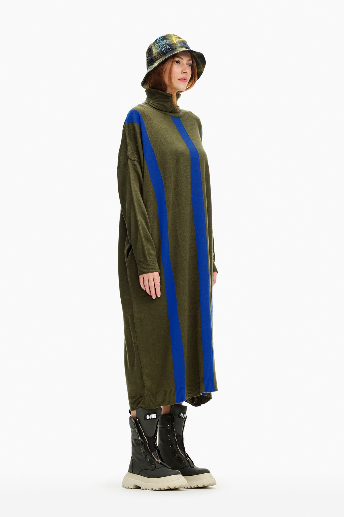 Haki Saks Mavisi  Elbise 10014