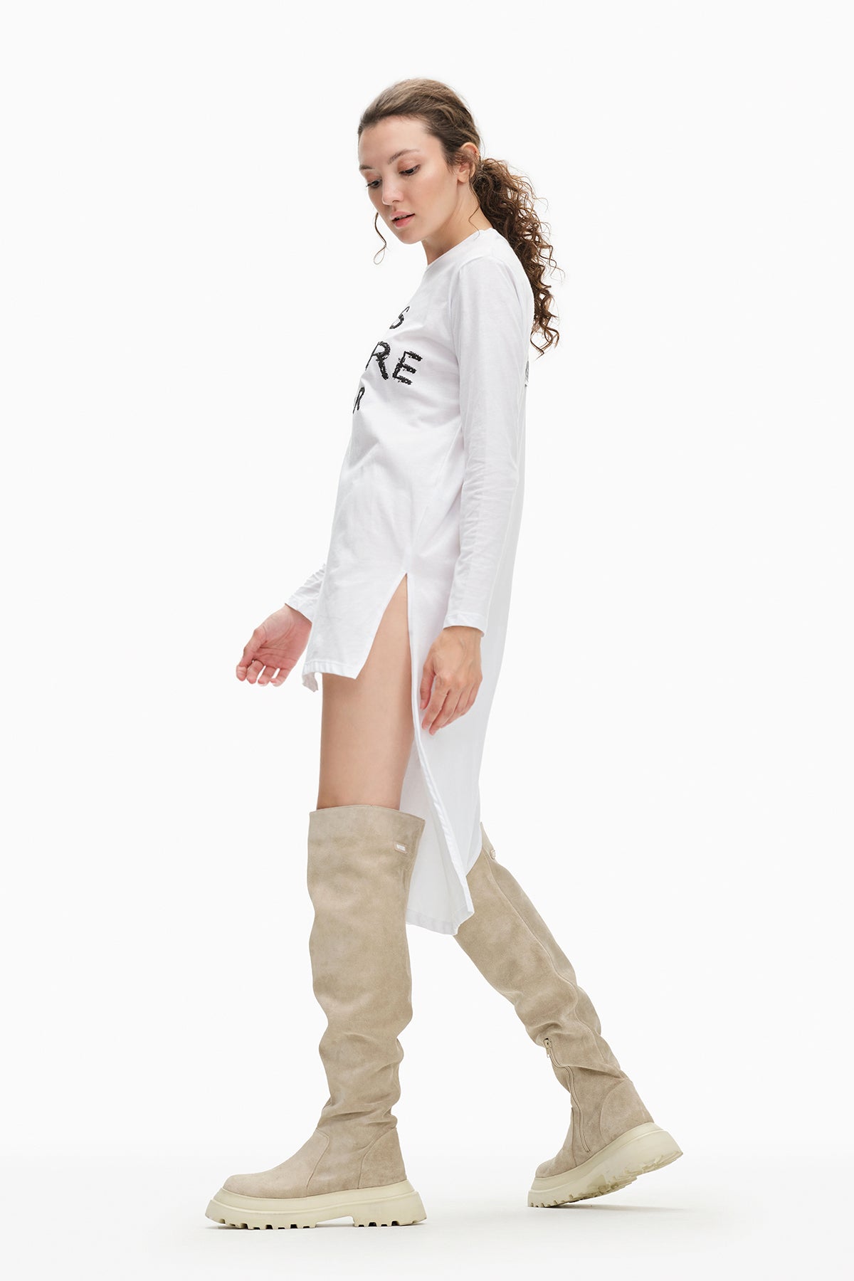 Beyaz  Uzun T-shirt 10444