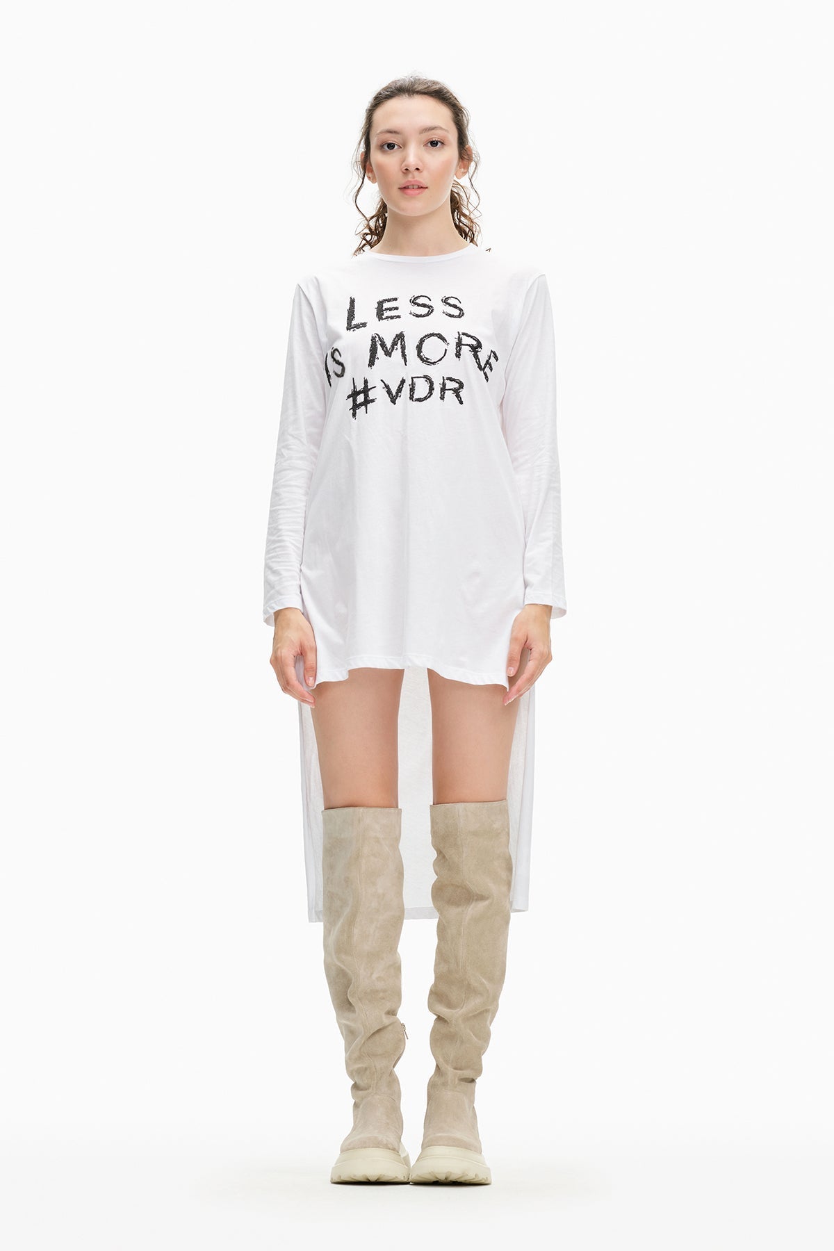 Beyaz  Uzun T-shirt 10444