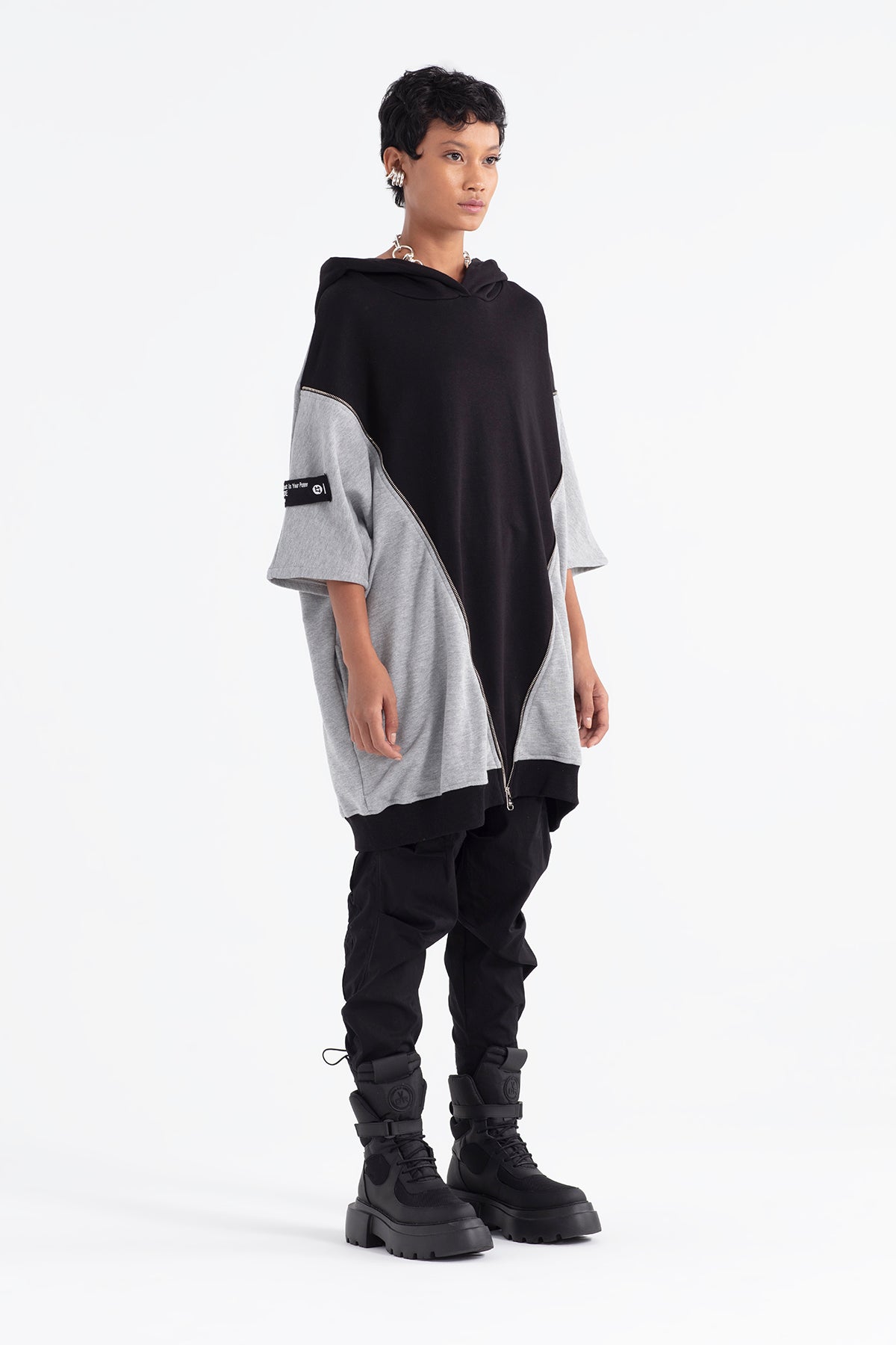 Gri Melanj Siyah  Elbise 12045