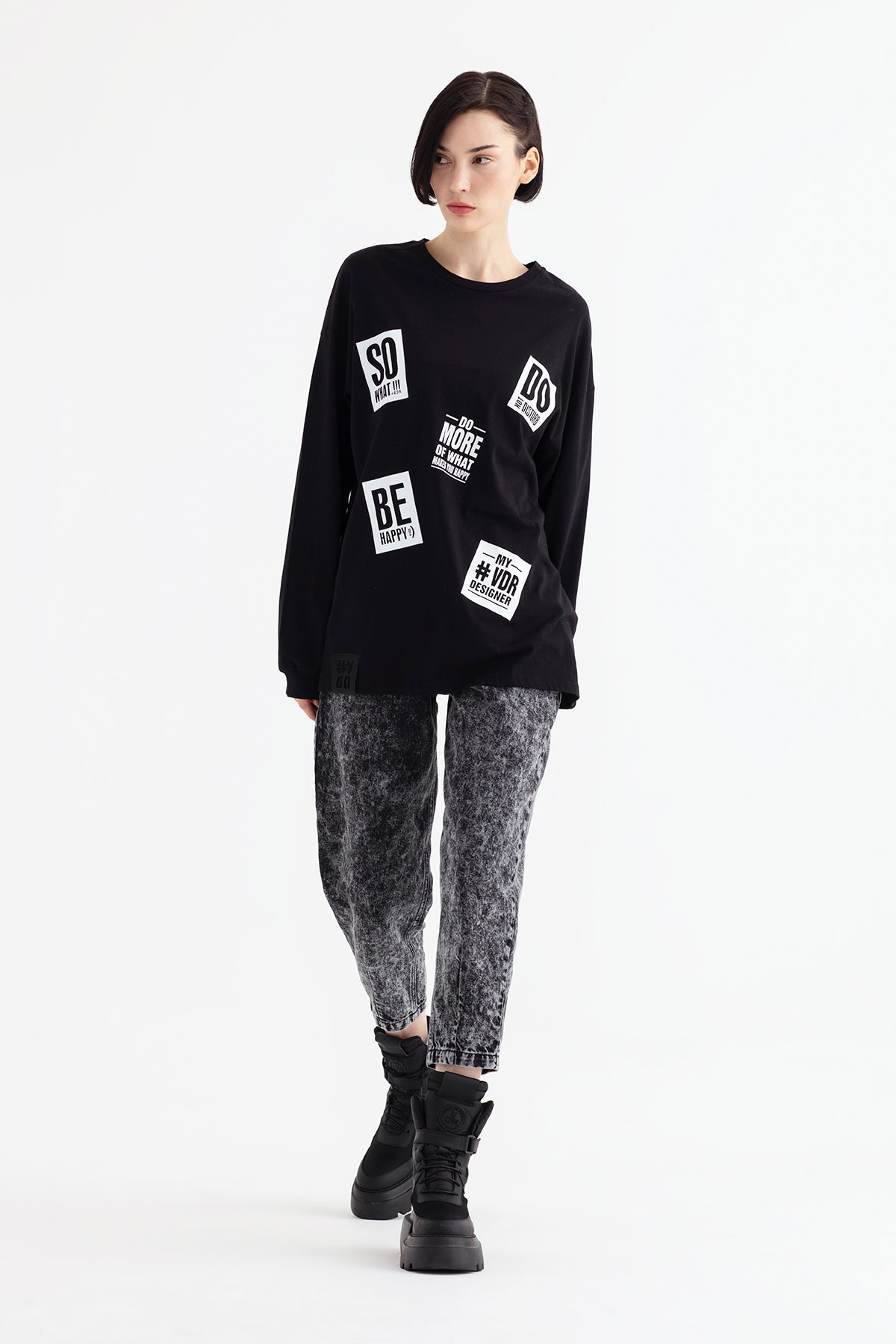 Siyah  Uzun T-shirt 12356