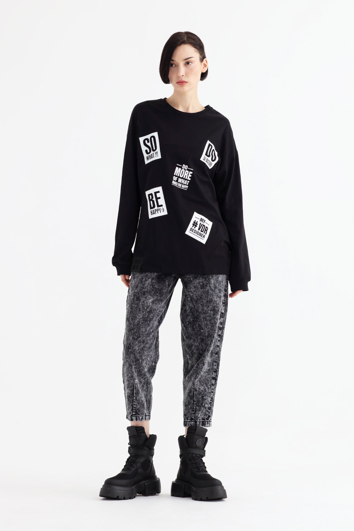 Siyah  Uzun T-shirt 12356