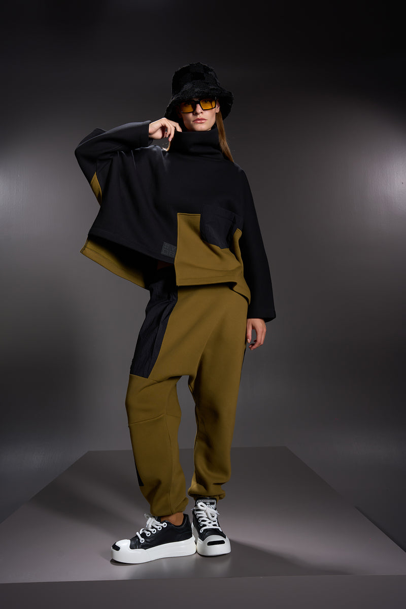 SİYAH YEŞİL SWEATSHIRT 16060