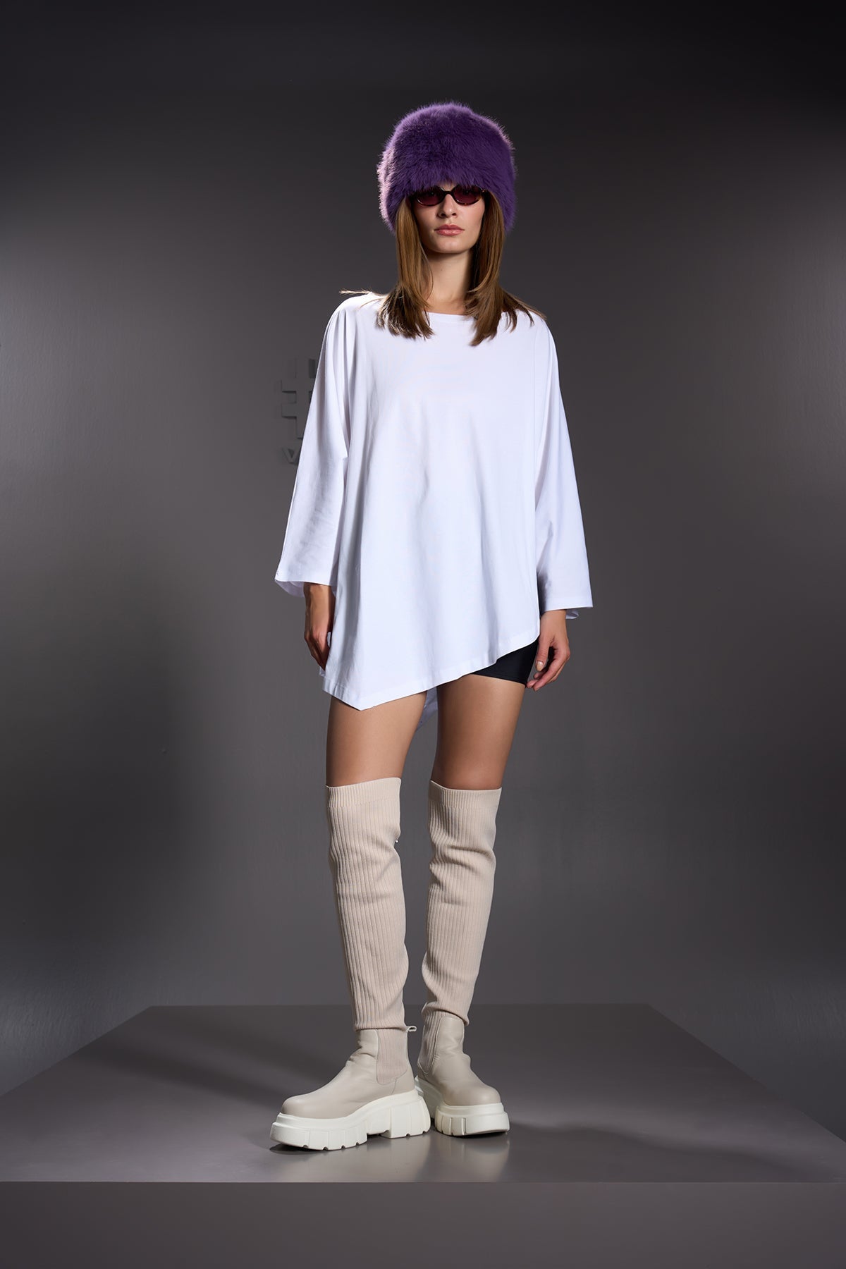 Beyaz  Uzun T-shirt 16088