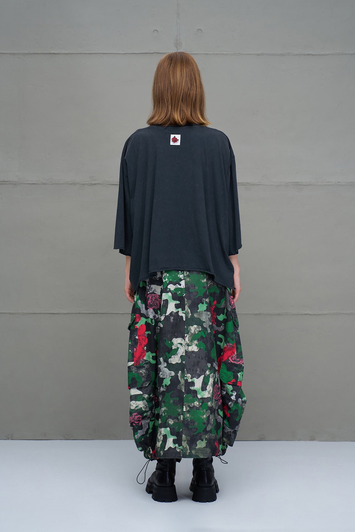 Siyah Sloganli Genis Kesim T-Shirt 18007