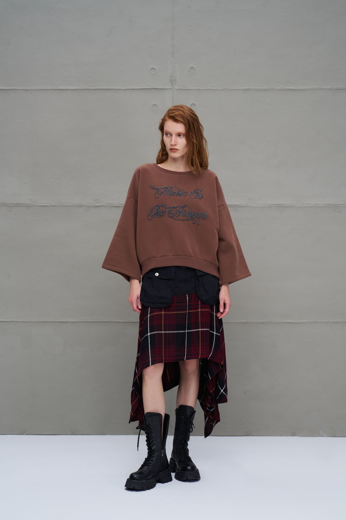Kahverengi Bisiklet Yaka Oversize Sweatshirt 18018