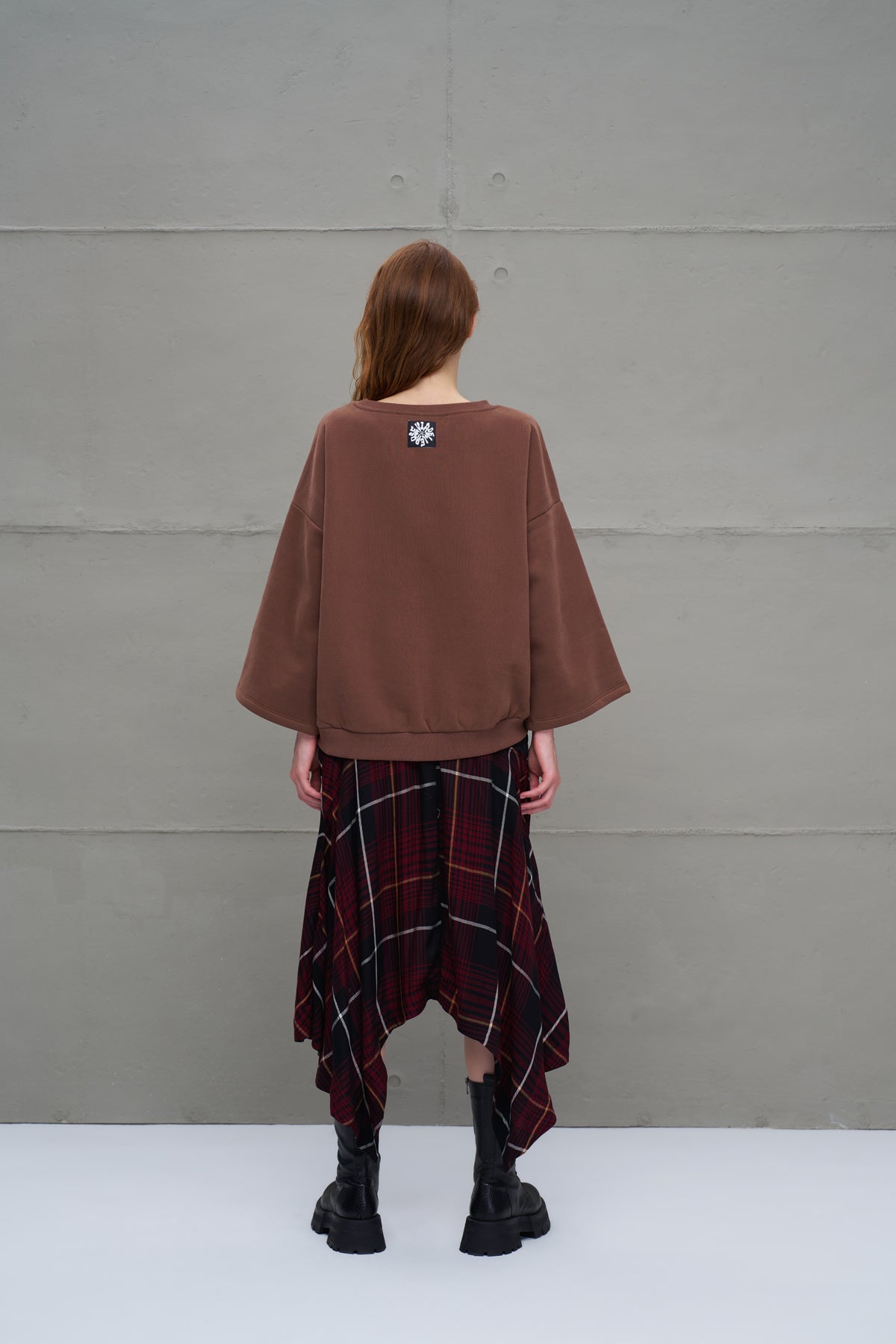 Kahverengi Bisiklet Yaka Oversize Sweatshirt 18018