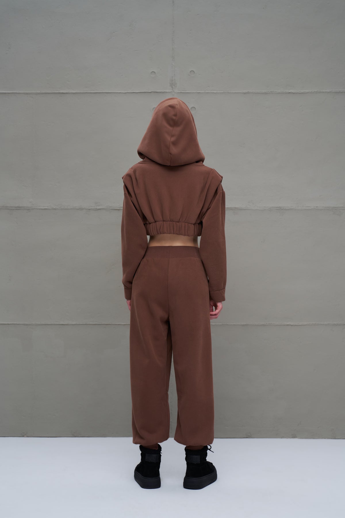 Kahverengi Fermuarli Crop Sweatshirt 18019