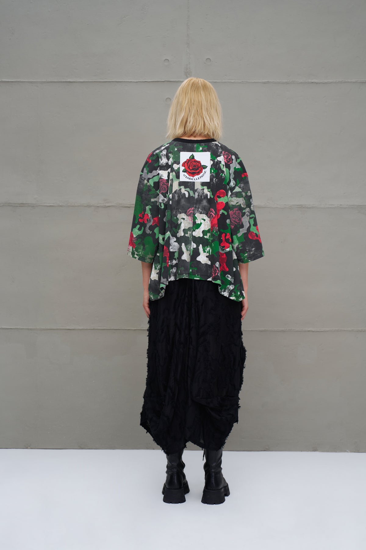 Camo Kamuflaj Desenli Asimetrik Oversize T-Shirt 18029