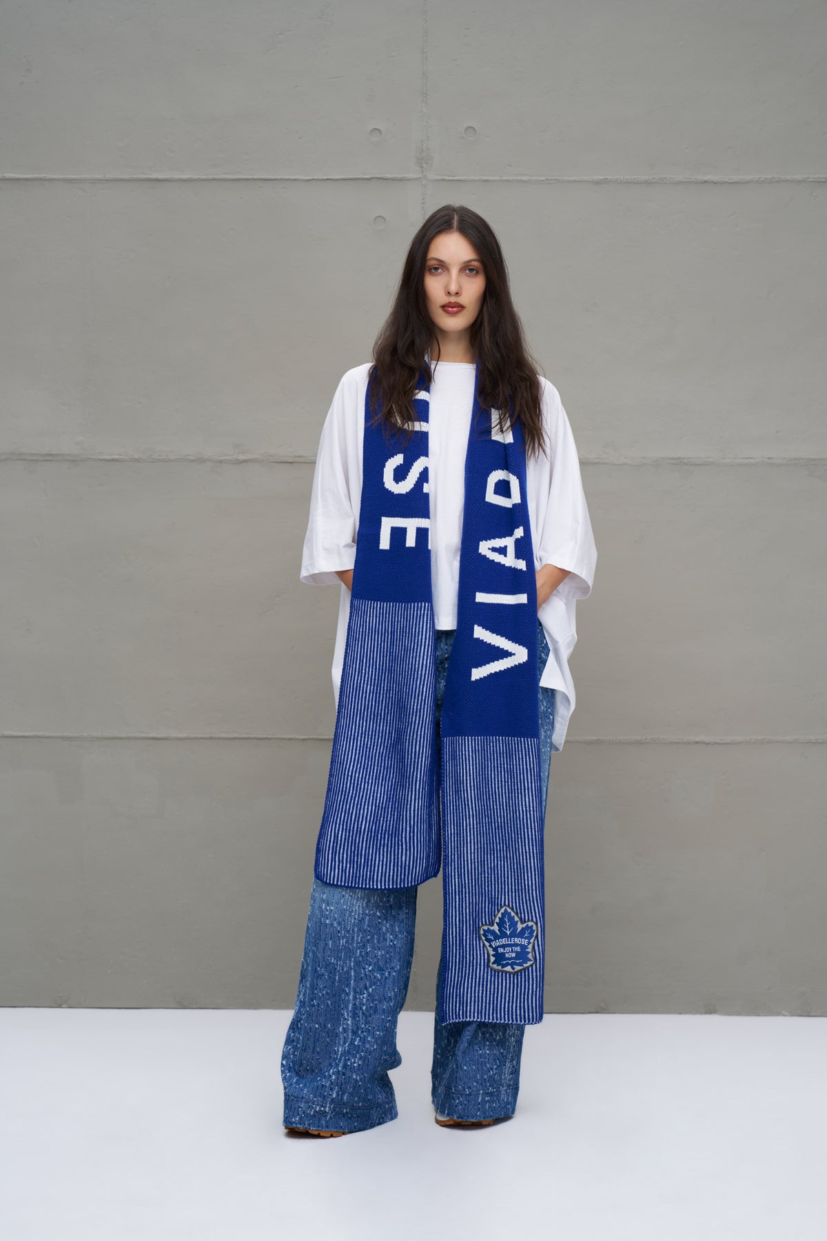 Beyaz Asimetrik Oversize T-Shirt 18037