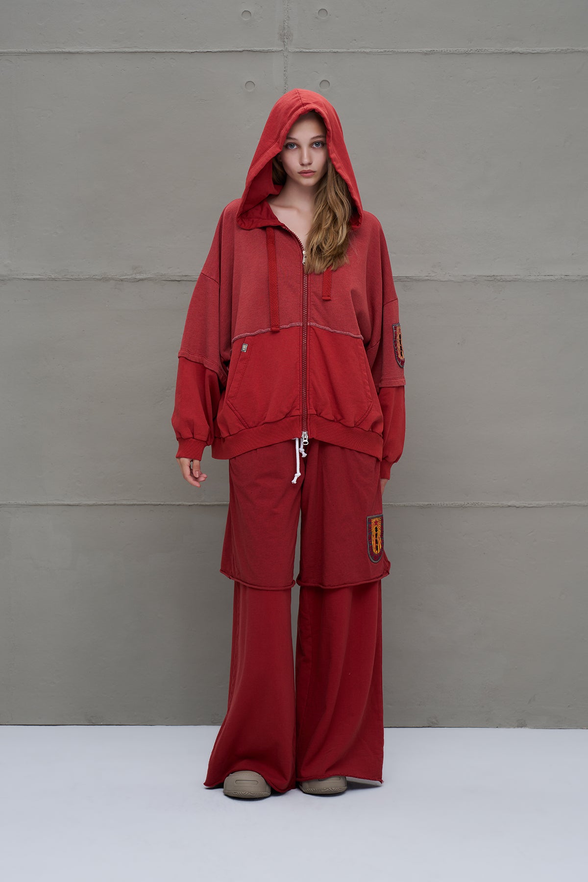 Bordo Fermuarli Oversize Sweatshirt 18038