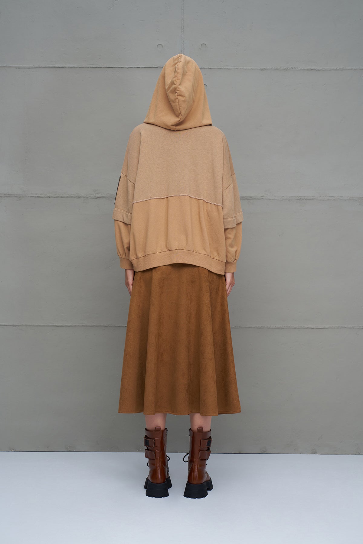 Taba Oversize Kapüsonlu Sweatshirt 18039