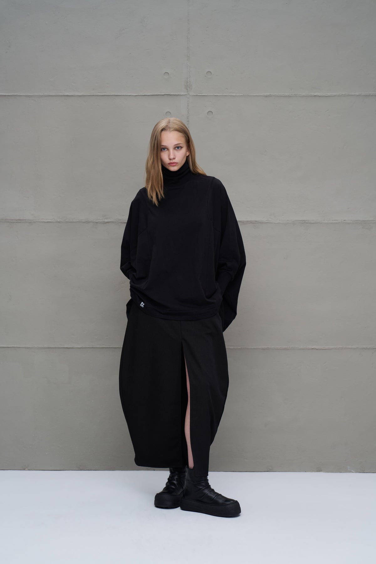Siyah Balikçi Yaka Oversize Bluz 18044