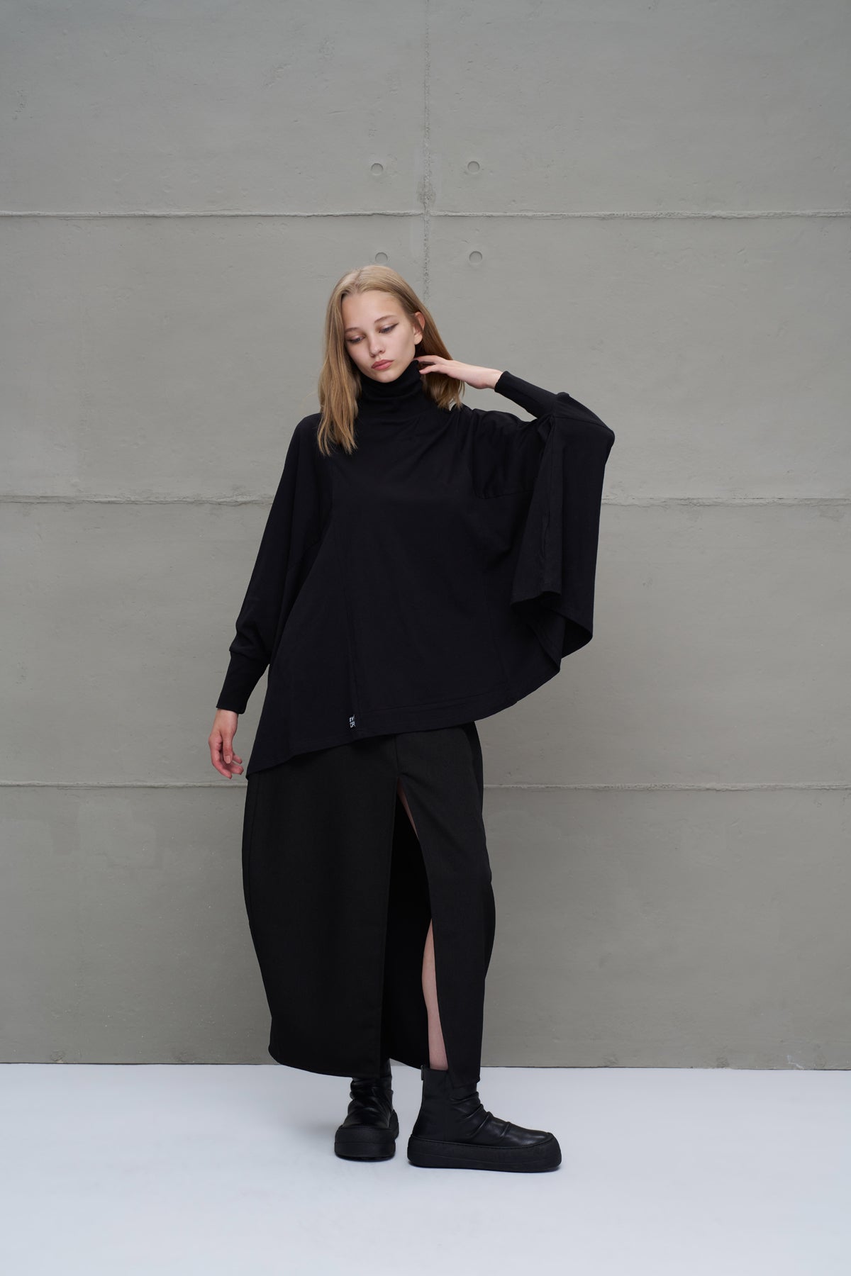 Siyah Balikçi Yaka Oversize Bluz 18044