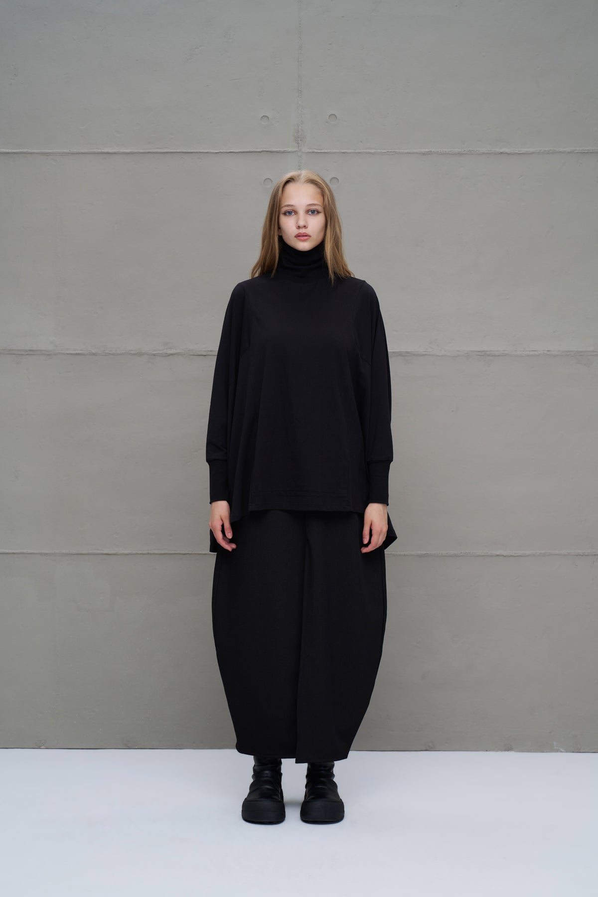 Siyah Balikçi Yaka Oversize Bluz 18044