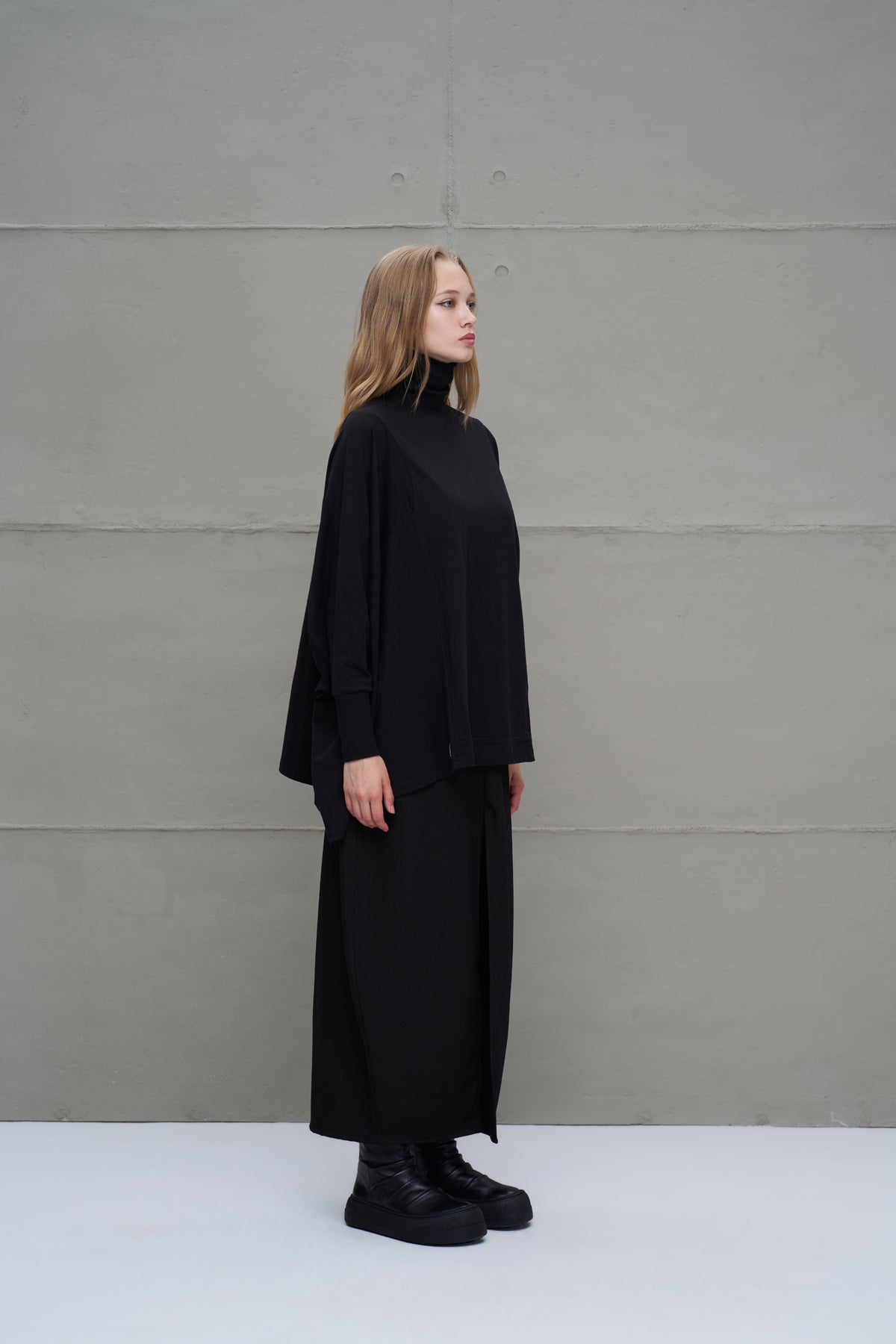 Siyah Balikçi Yaka Oversize Bluz 18044