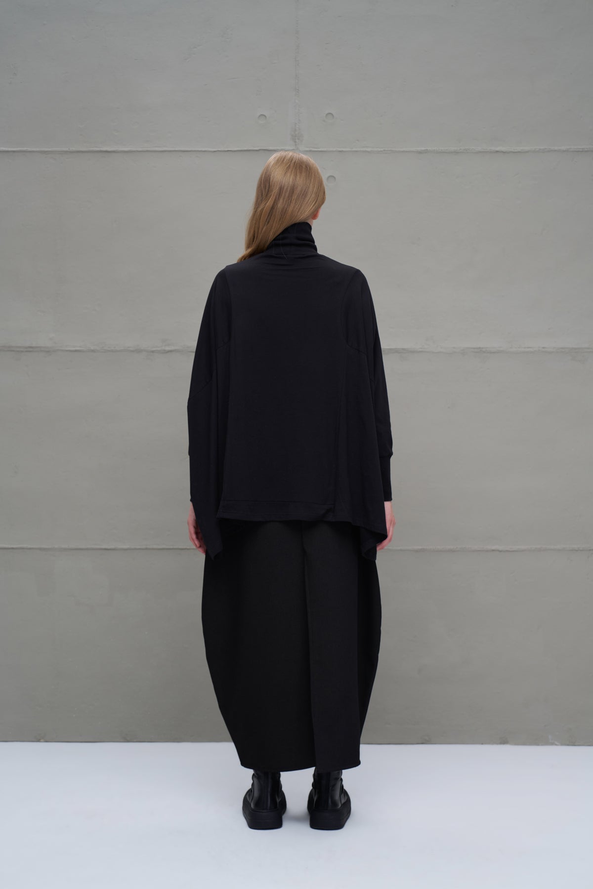 Siyah Balikçi Yaka Oversize Bluz 18044