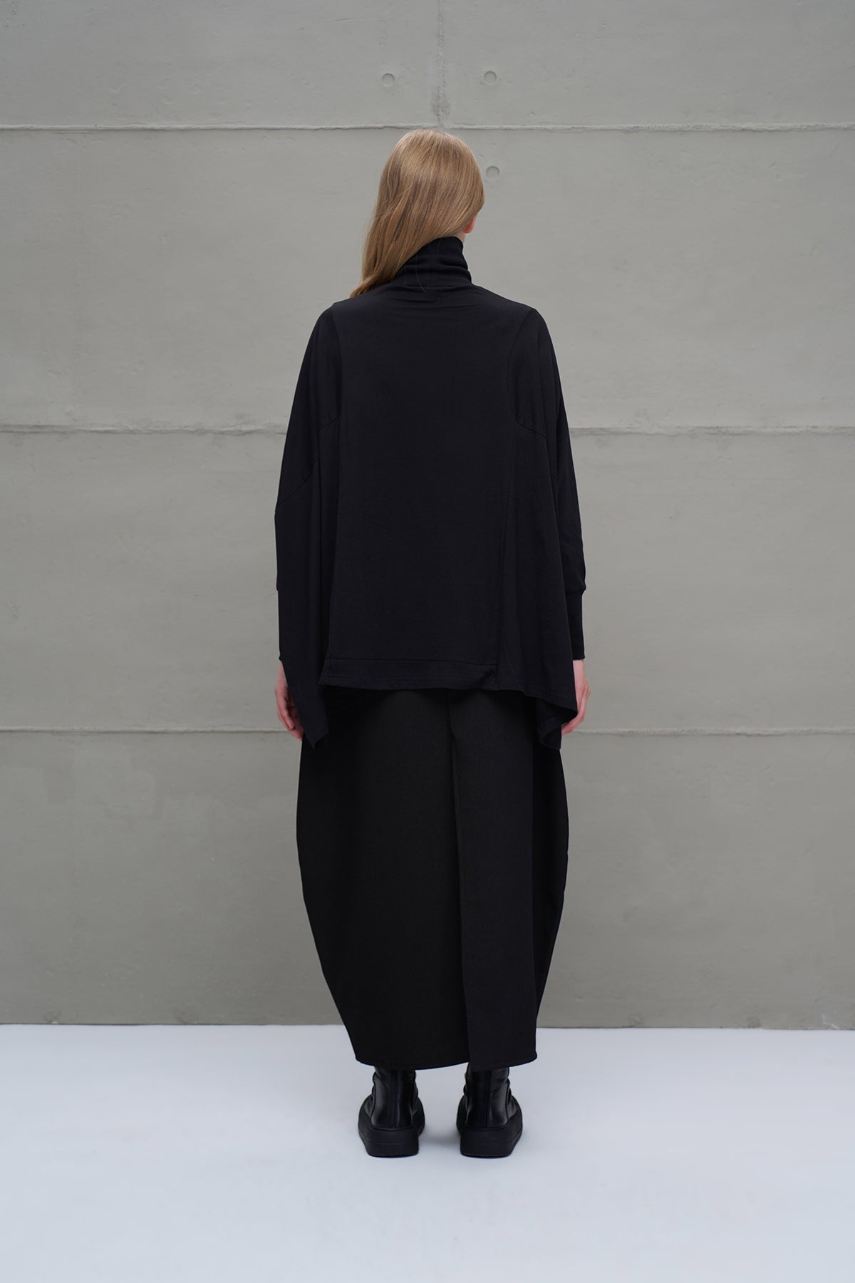 Siyah Balikçi Yaka Oversize Bluz 18044