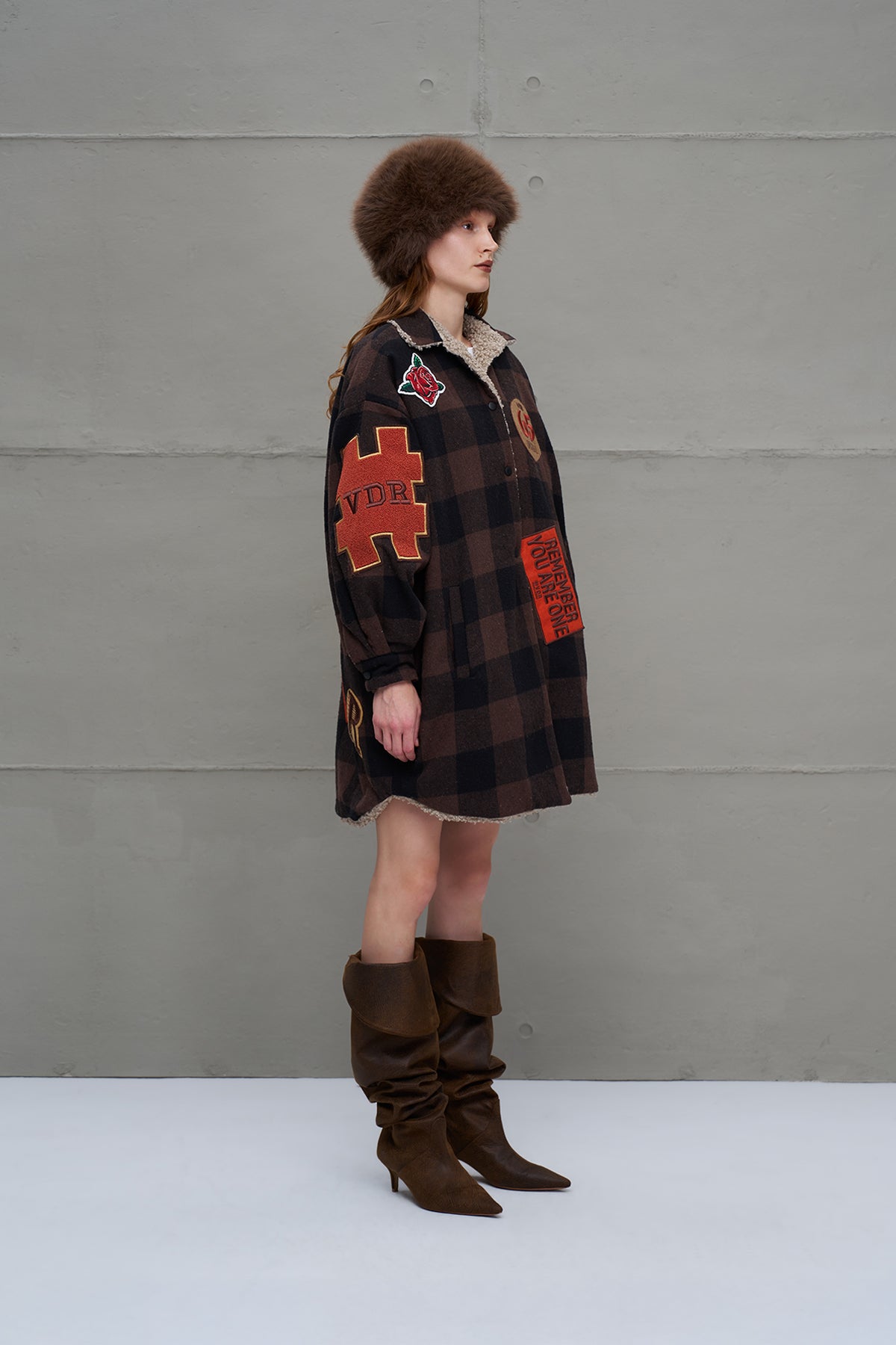 Kahverengi Bej Ekose Oversize Ceket 18117