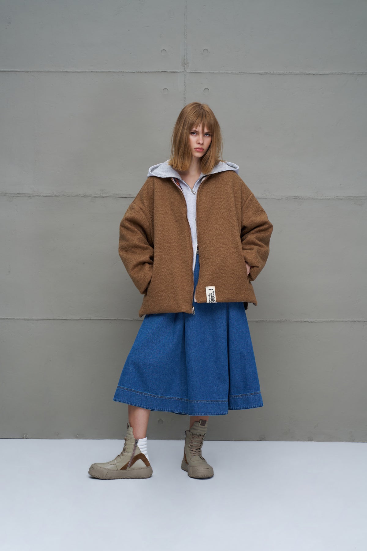 Taba Çift Tarafli Büzgülü Oversize Ceket 18135