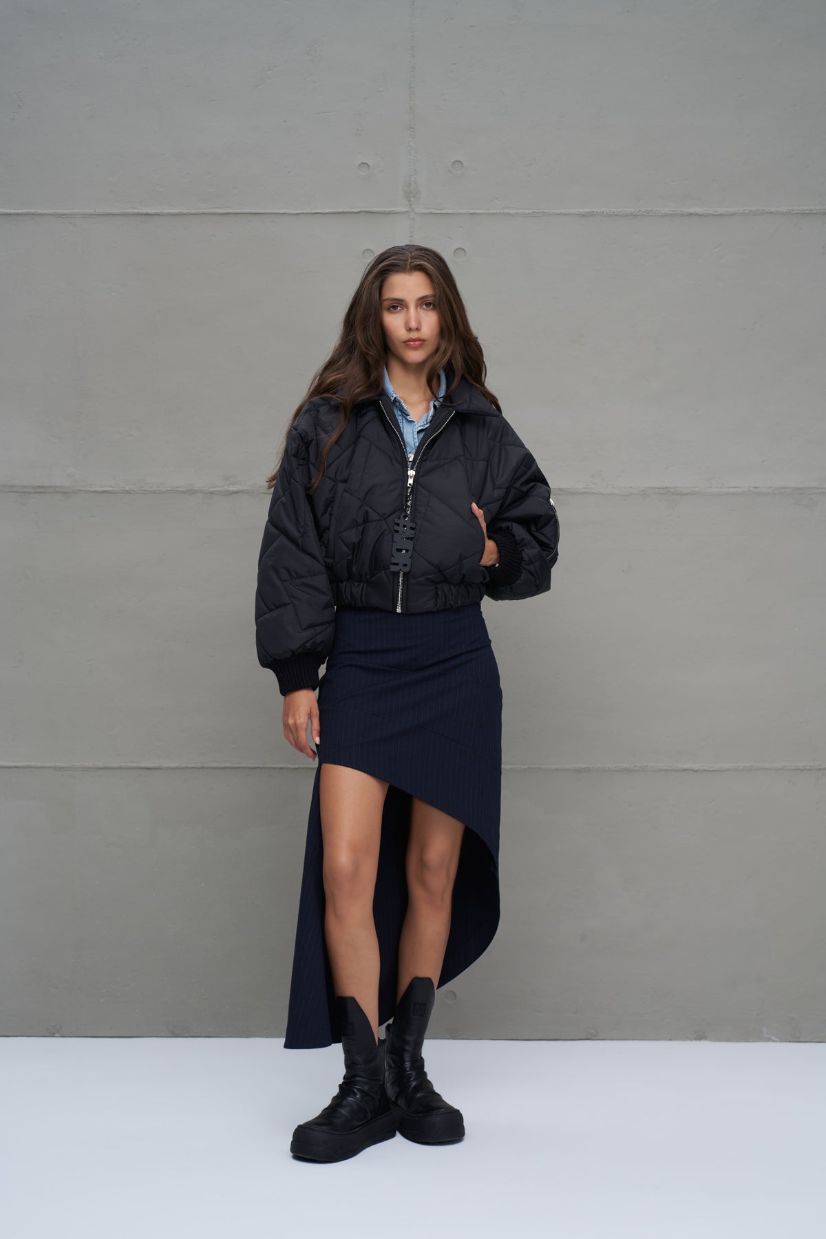 Siyah Sisme Bomber Ceket 18138