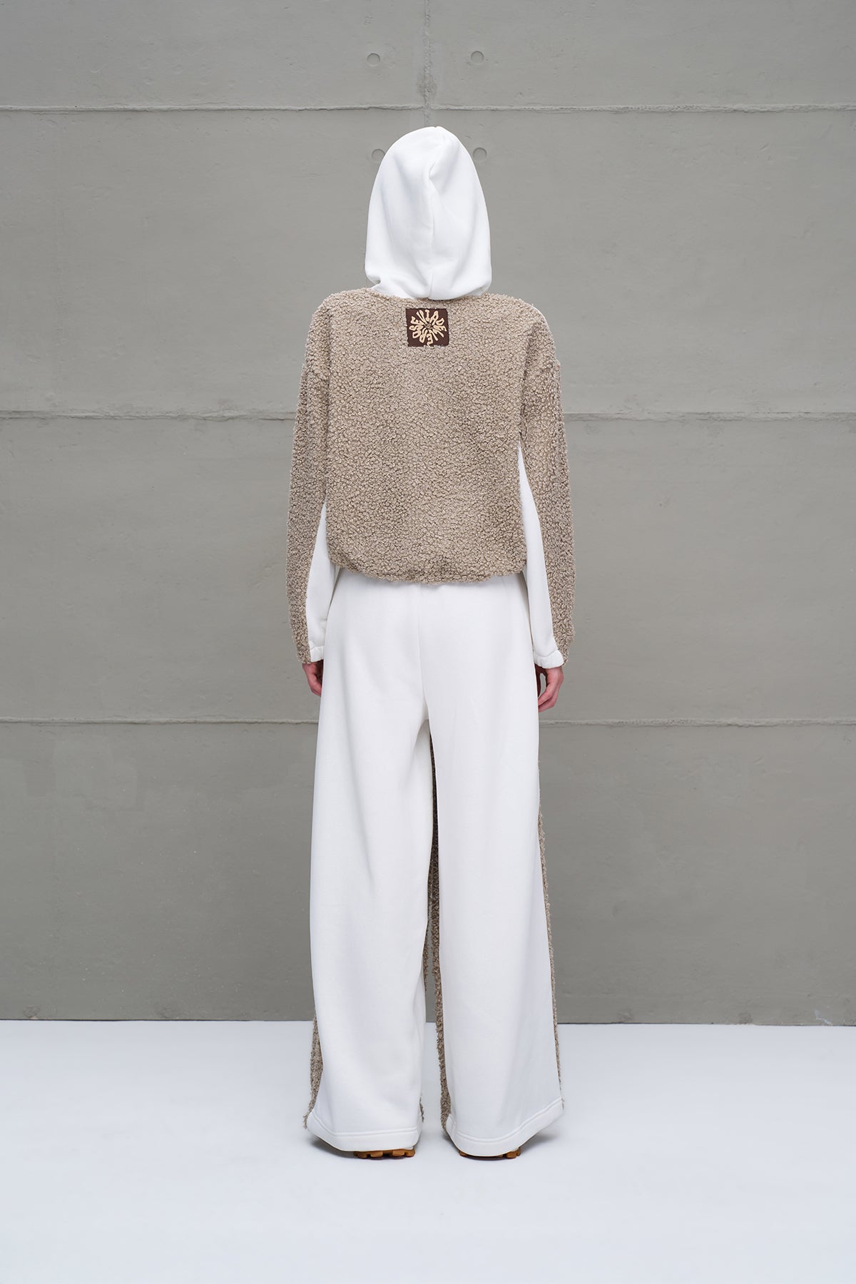 Ekru Bej Kürk Görünümlü Oversize Esofman Pantolon 18153