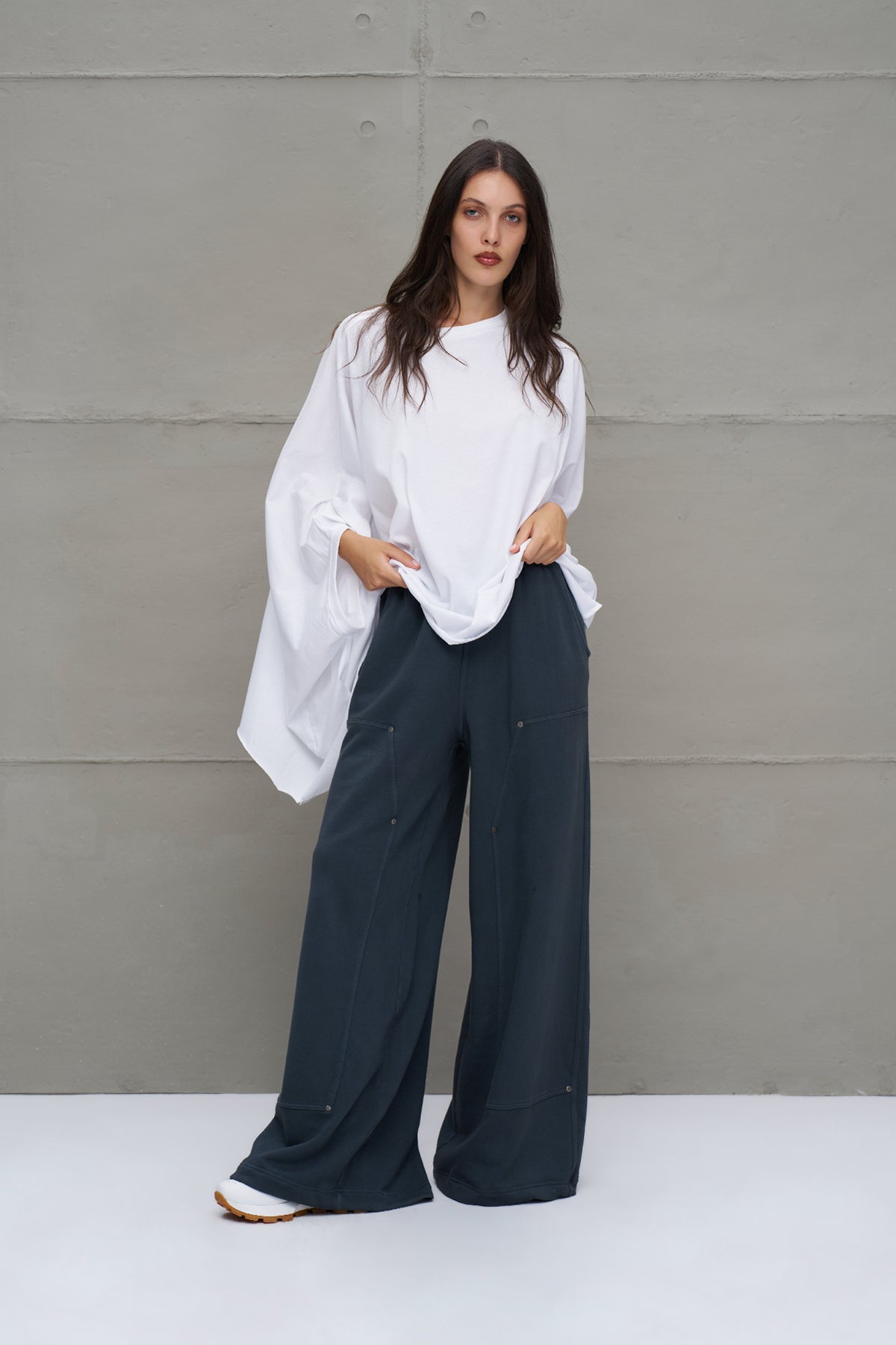 Antrasit Yüksek Bel Oversize Pantolon 18155