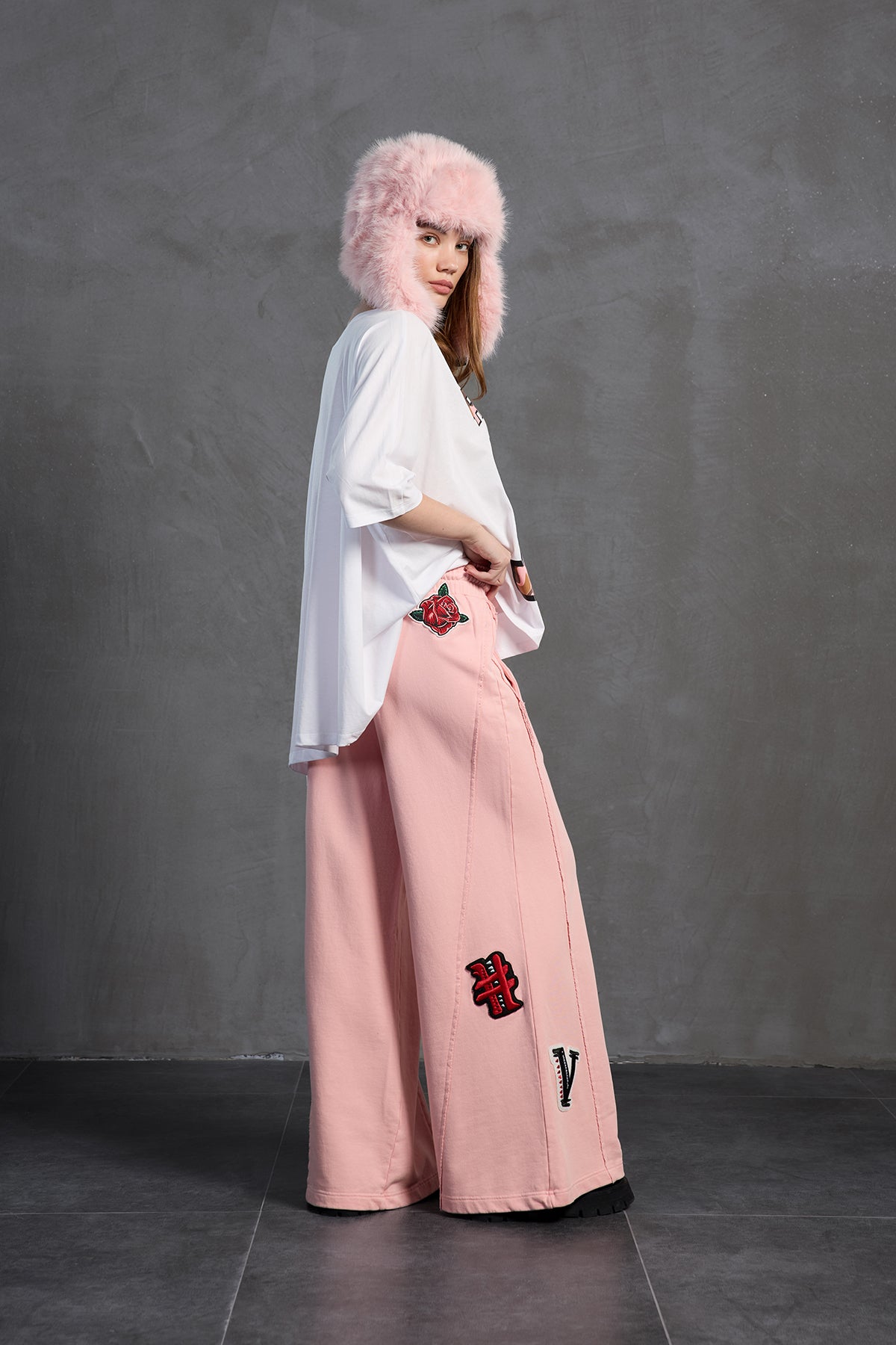 Pembe Oversize Esofman Pantolon 18158