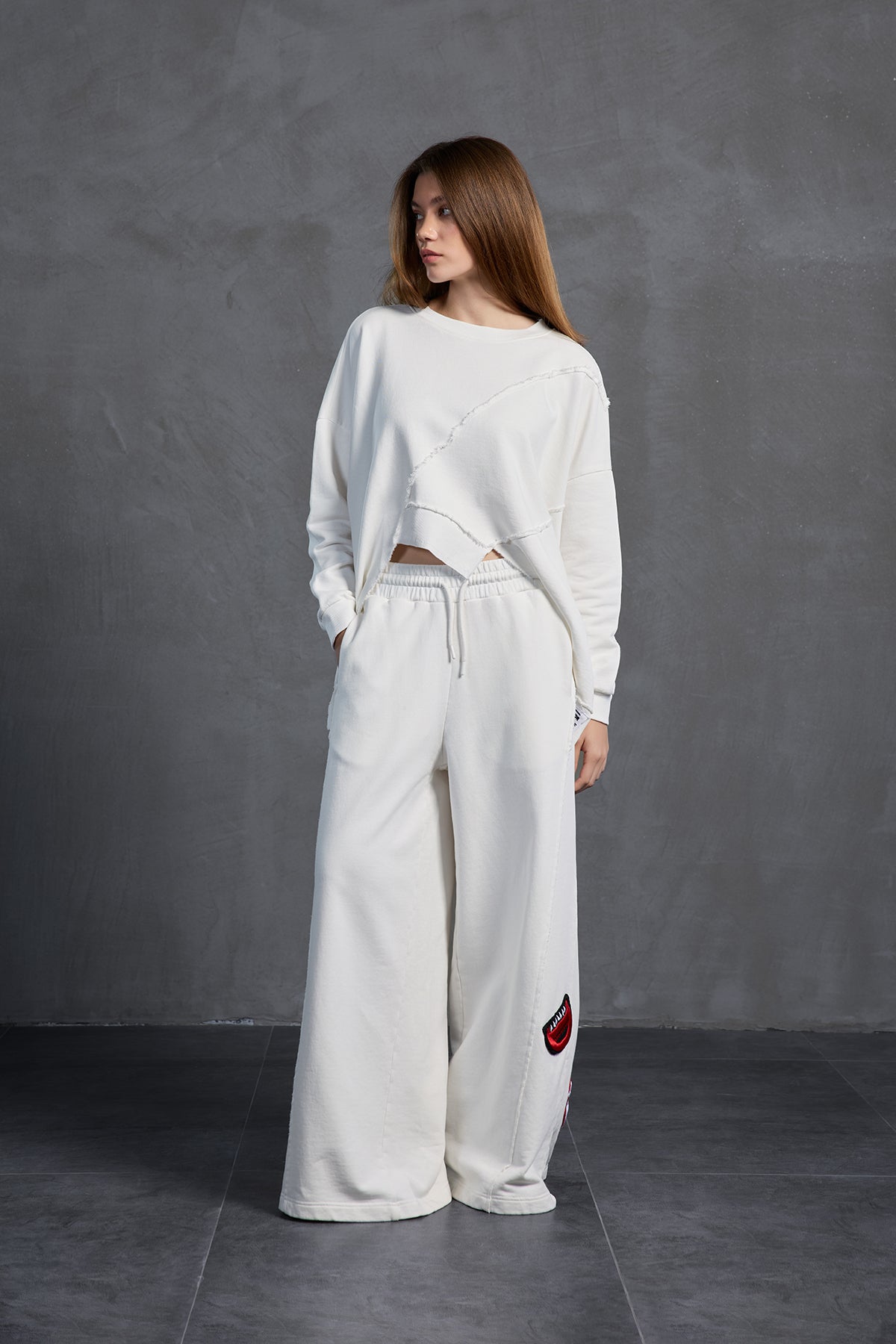 Ekru Oversize Esofman Pantolon 18158