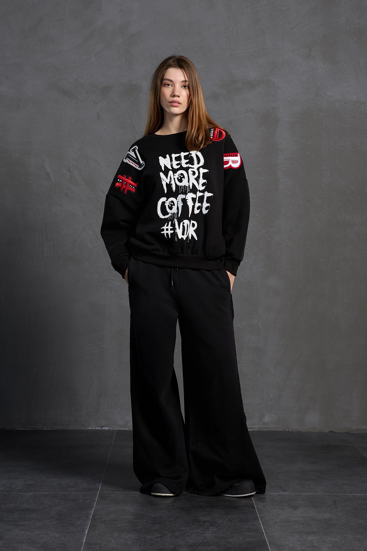 Siyah Oversize Esofman Pantolon 18158
