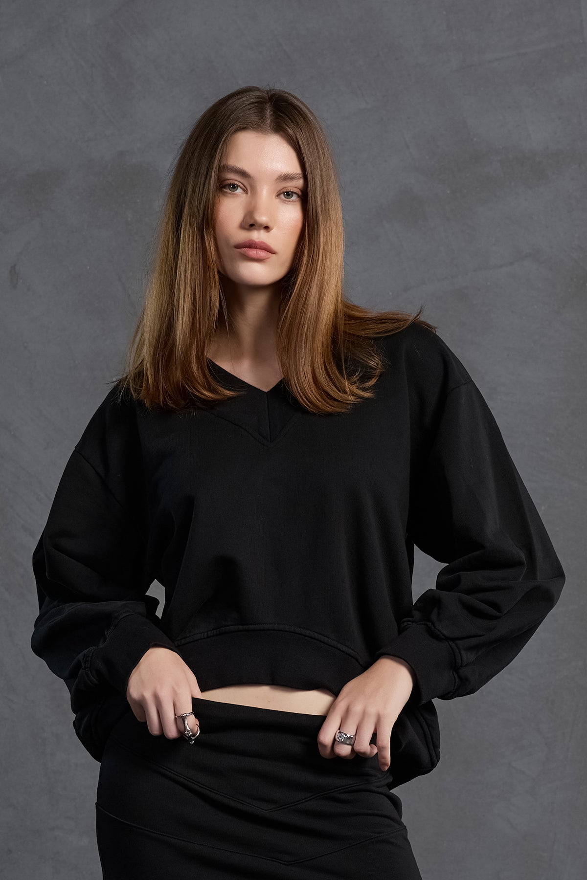 Siyah Oversize Sweatshirt 18159