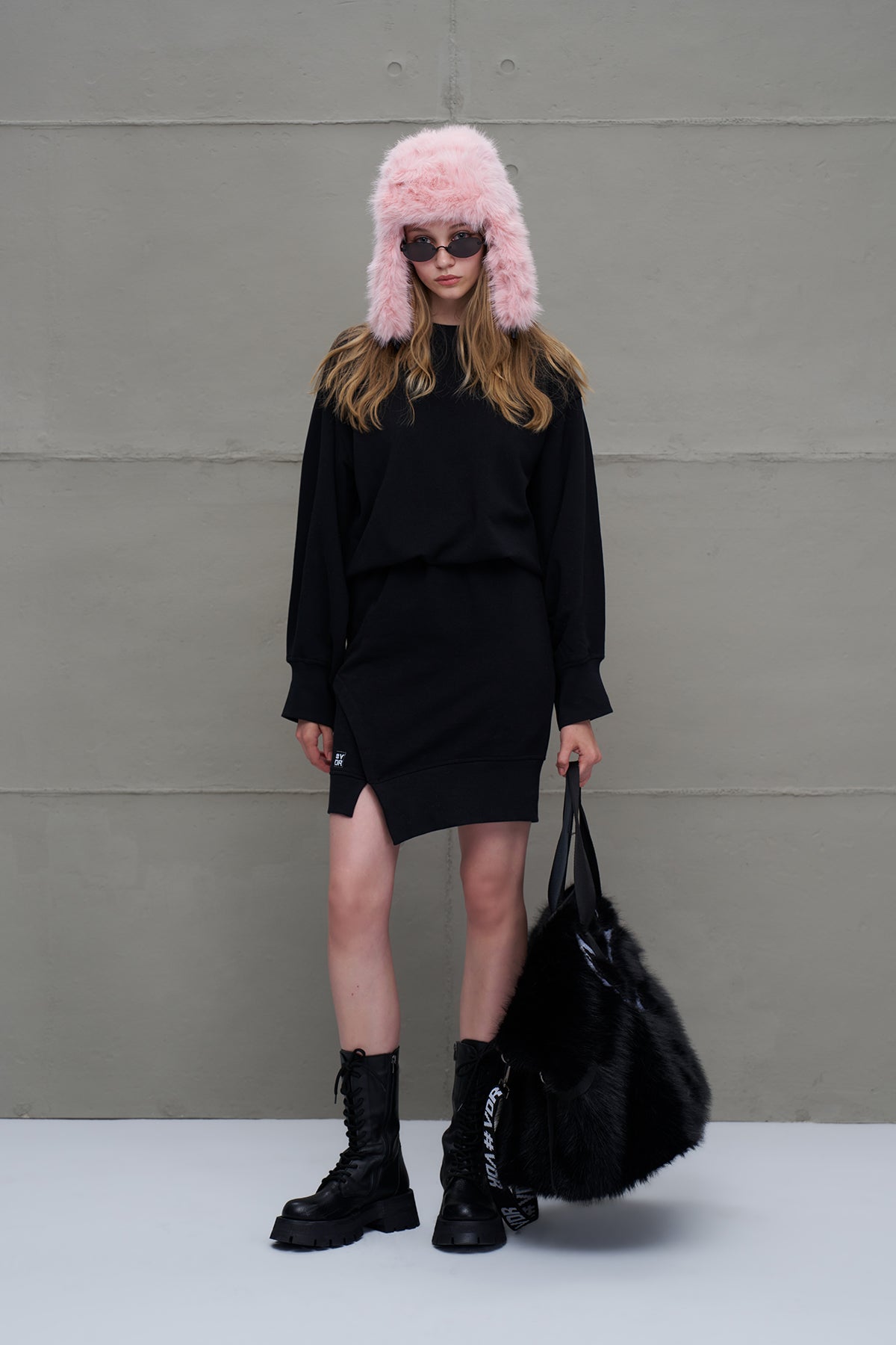 Siyah Asimetrik Oversize Elbise 18161