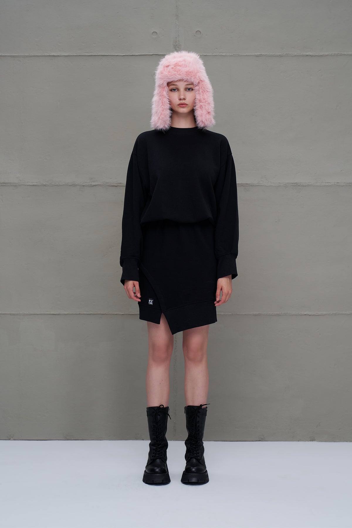 Siyah Asimetrik Oversize Elbise 18161