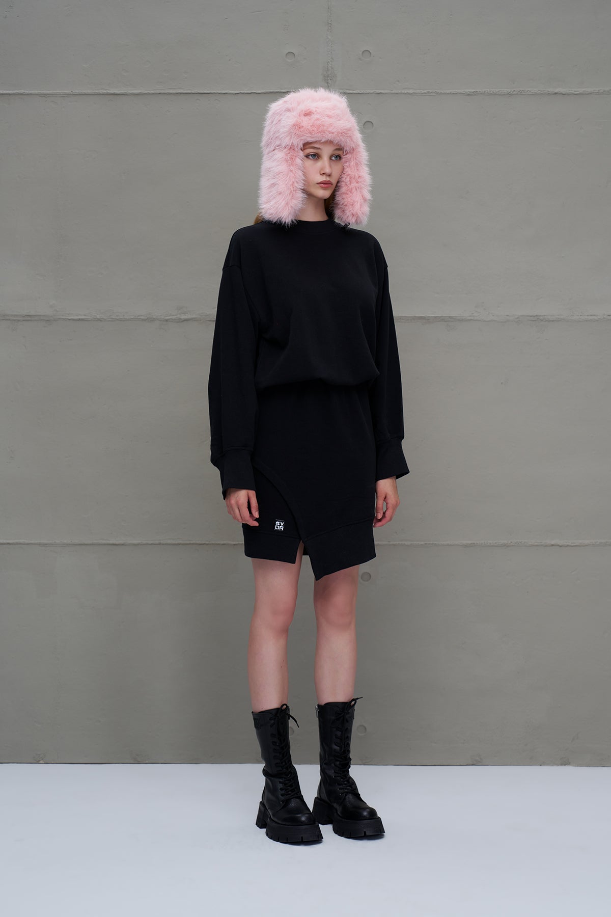 Siyah Asimetrik Oversize Elbise 18161