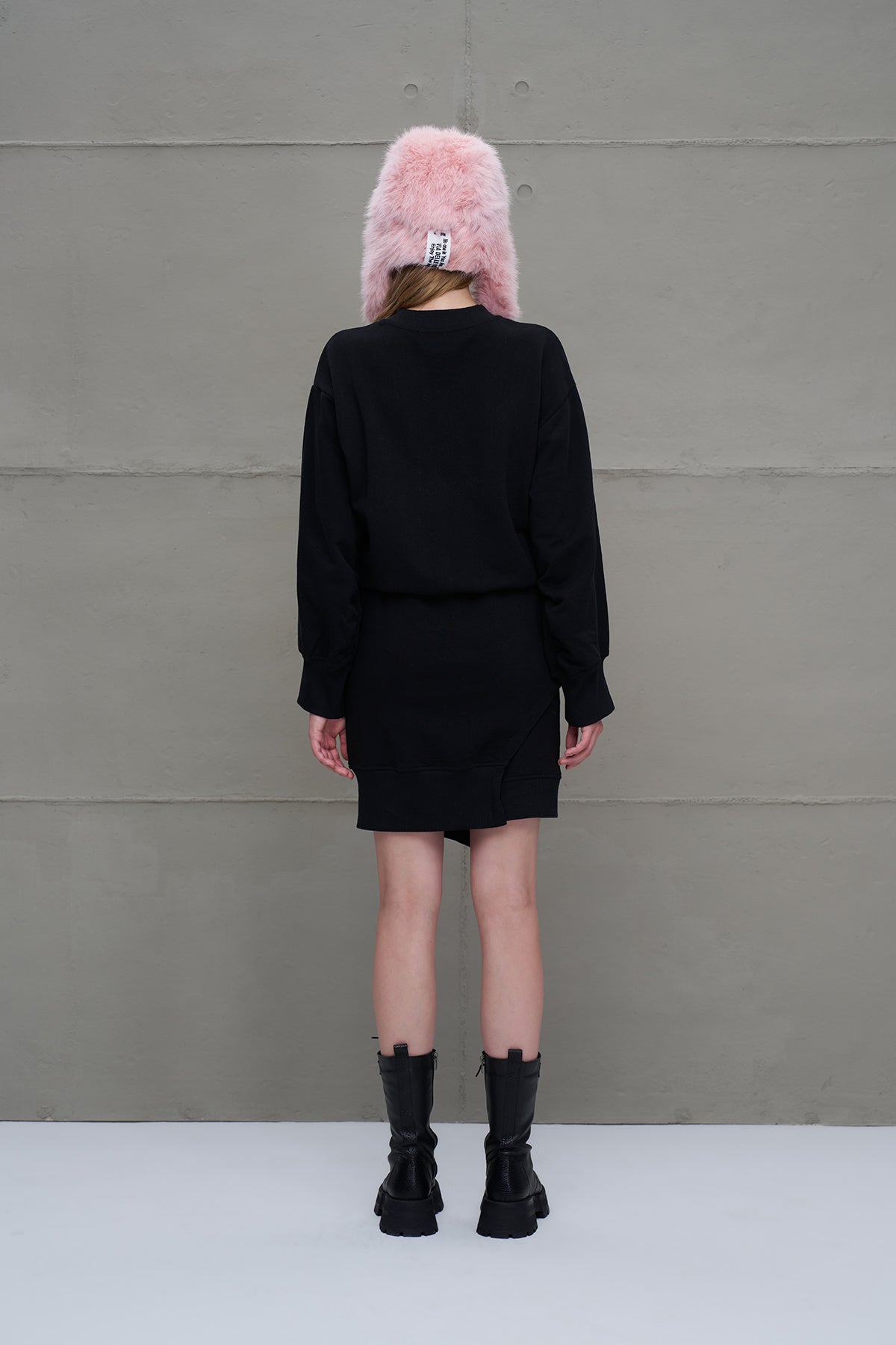 Siyah Asimetrik Oversize Elbise 18161