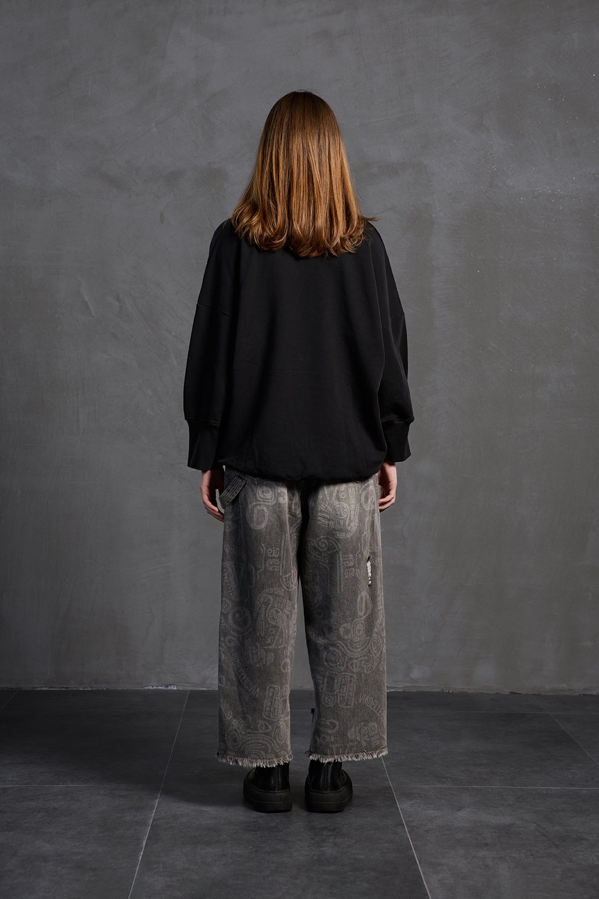 Siyah Sal Detayli Oversize Sweatshirt 18162