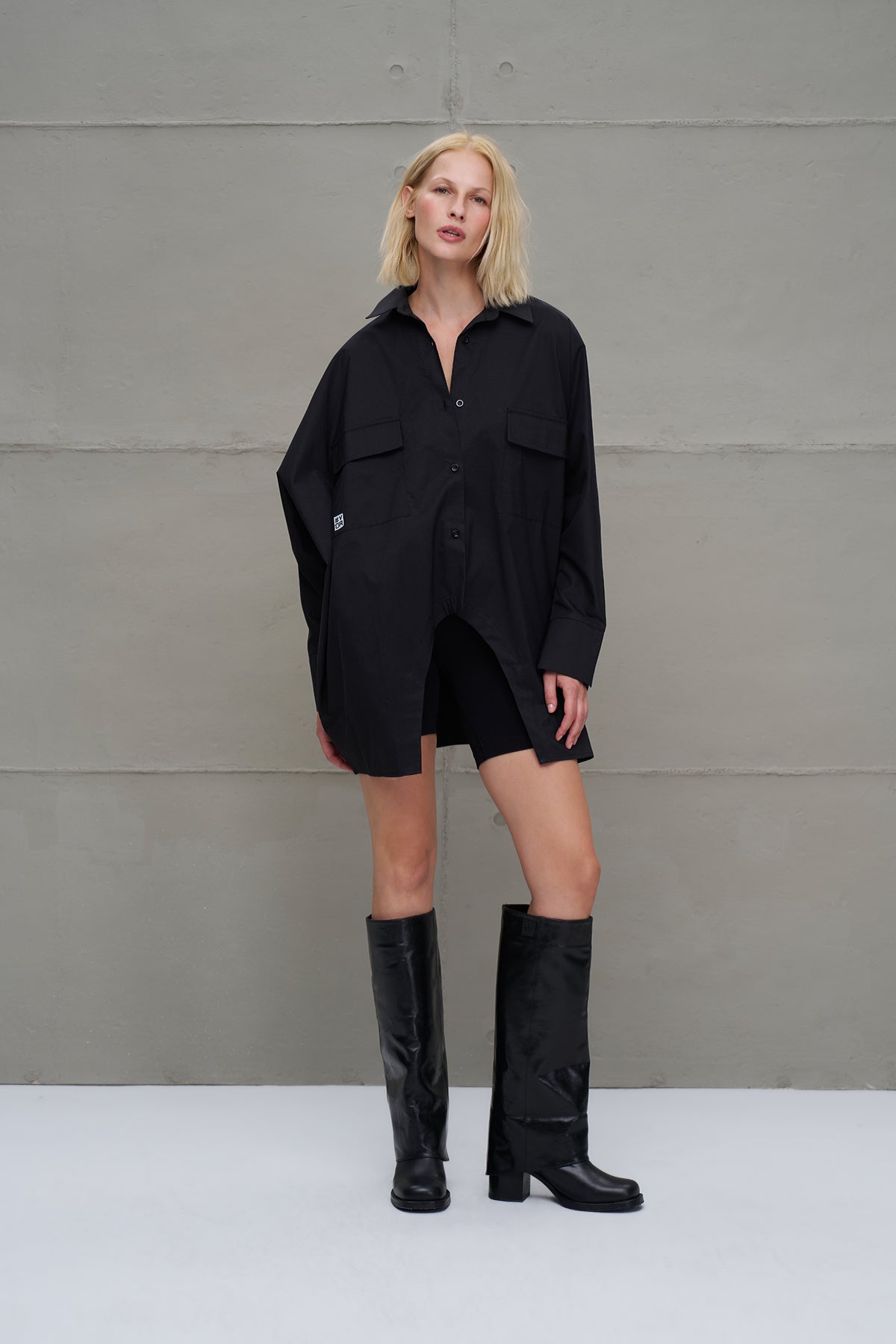 Siyah Oversize Poplin Gömlek 18179