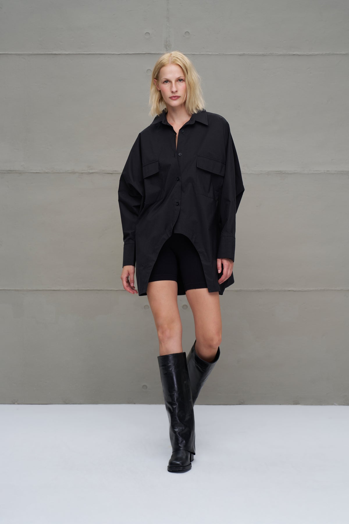 Siyah Oversize Poplin Gömlek 18179