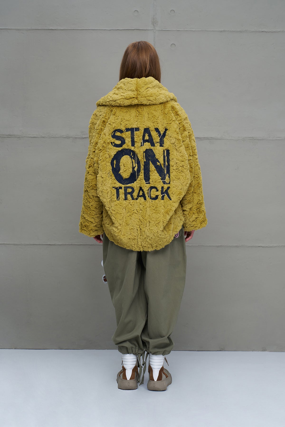 Fistik Yesili Kürk Görünümlü Oversize Ceket 18185