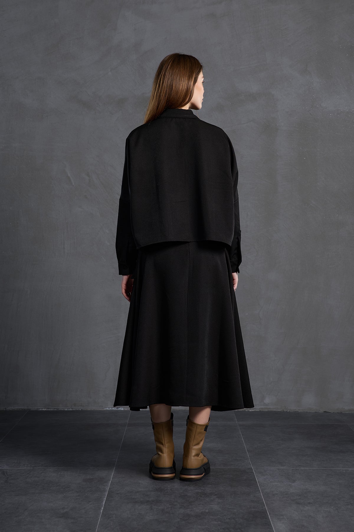 Siyah Pilili Midi Etek 18198