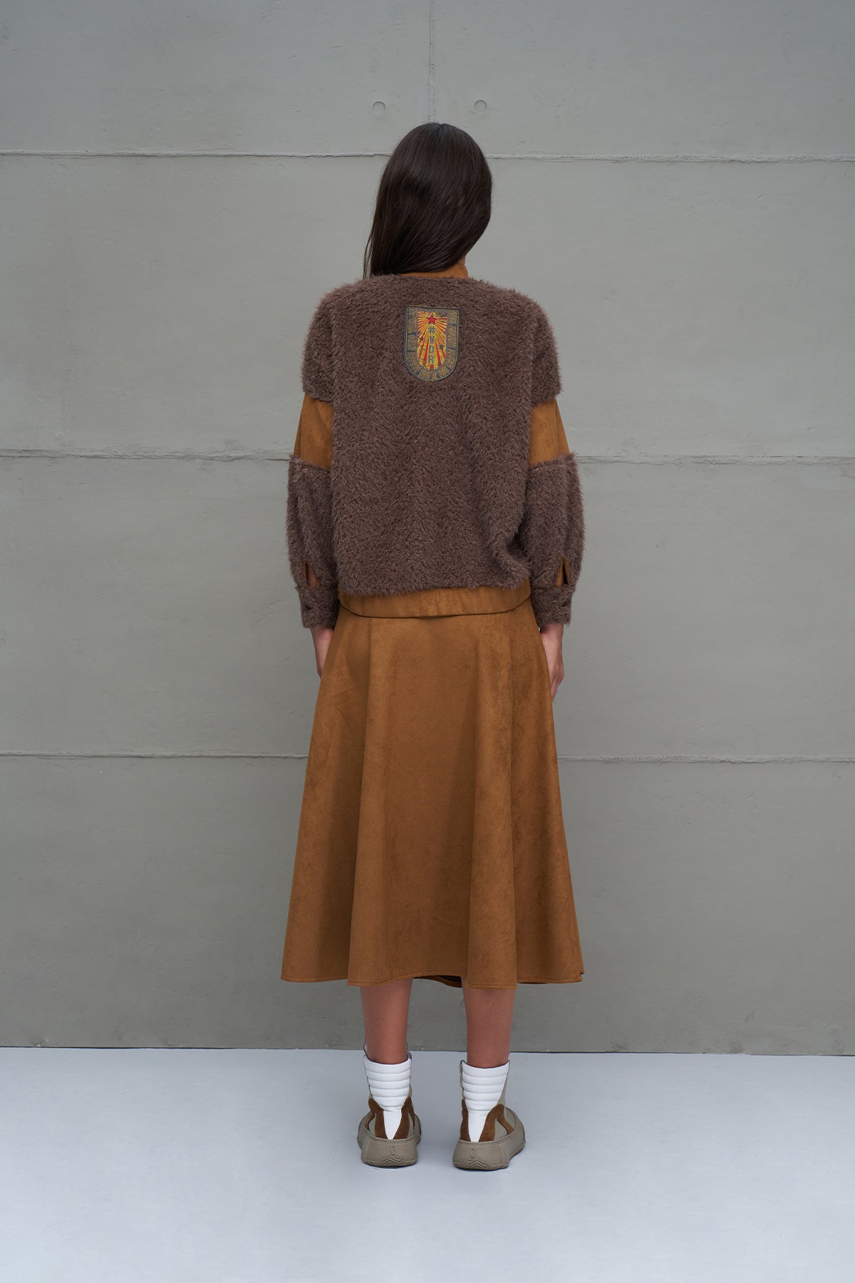 Kahverengi Kürk Görünümlü Oversize Hirka 18206