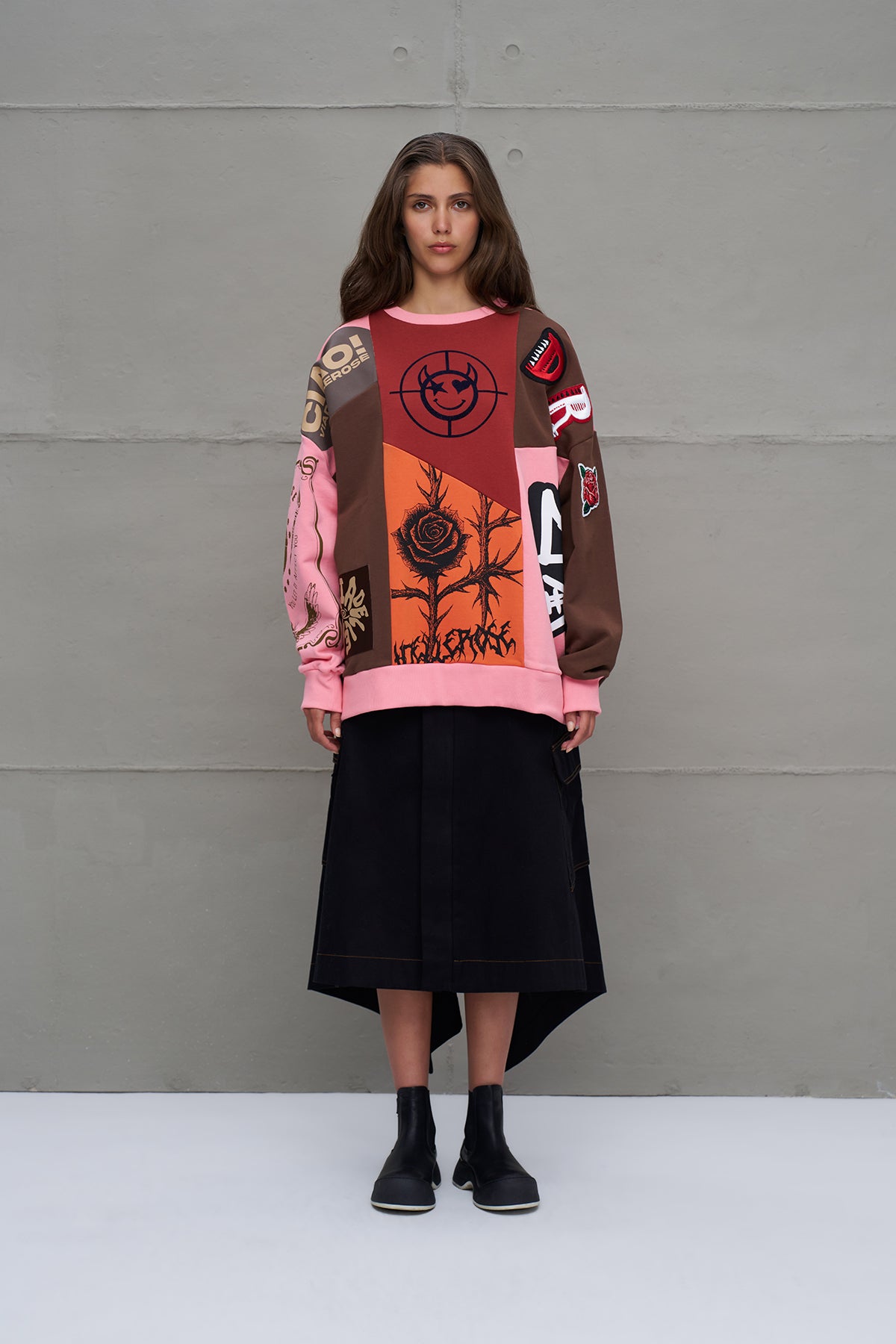 Çok Renkli Baskili Oversize Sweatshirt 18219